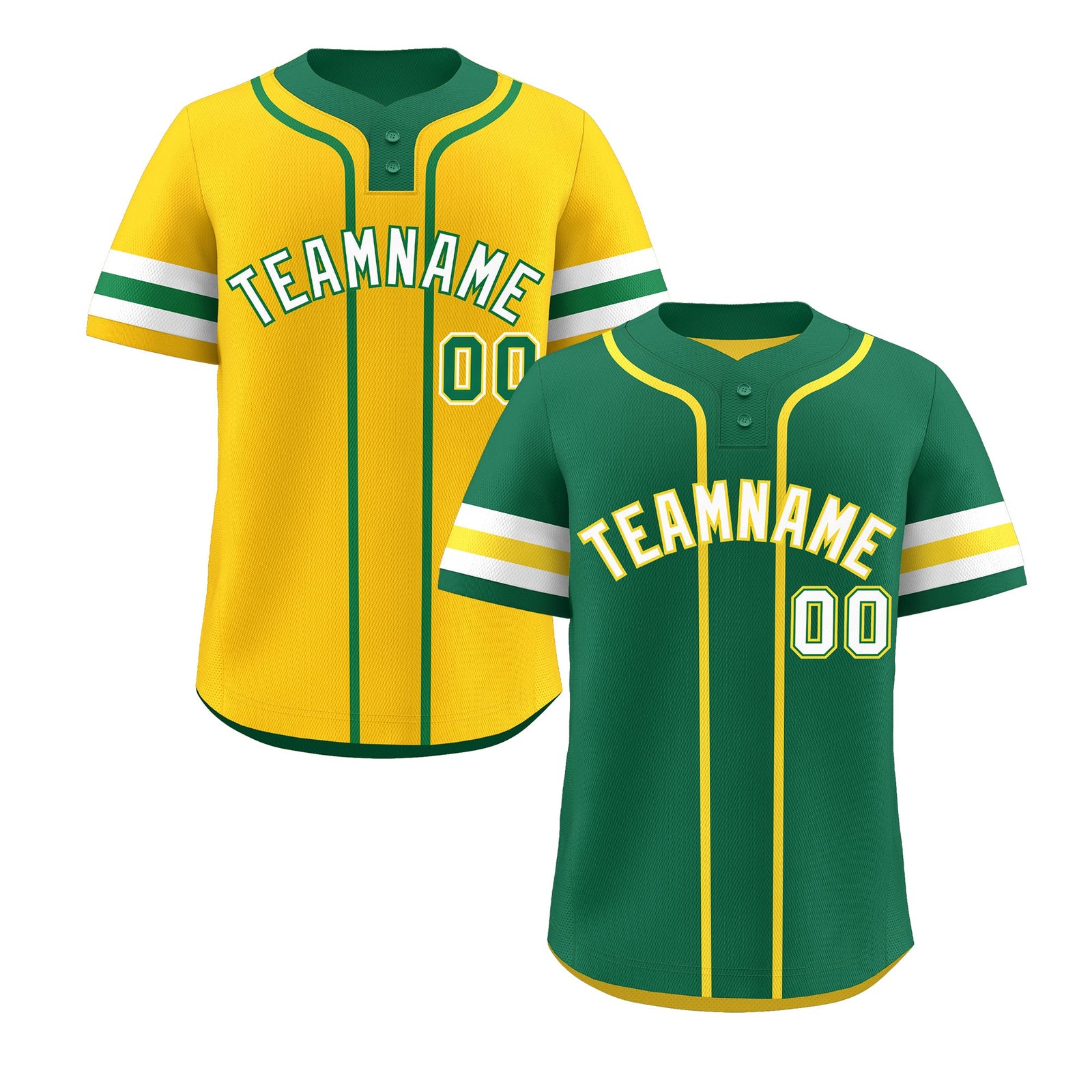 Custom White Gold Kelly Green Reversible Classic Style Two-Button Baseball Jersey| KXKSHOP