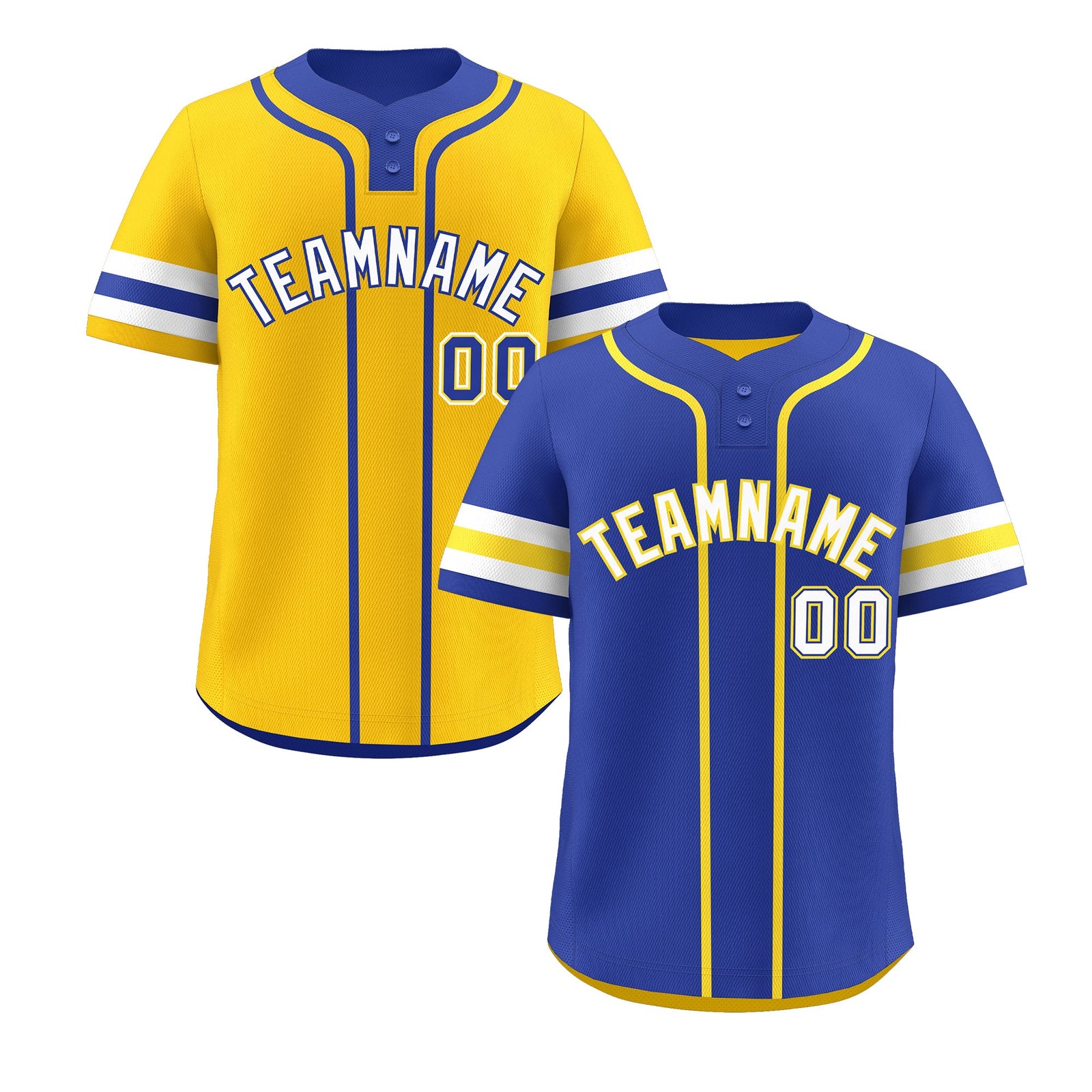 Custom White Gold Royal Blue Reversible Classic Style Two-Button Baseball Jersey| KXKSHOP