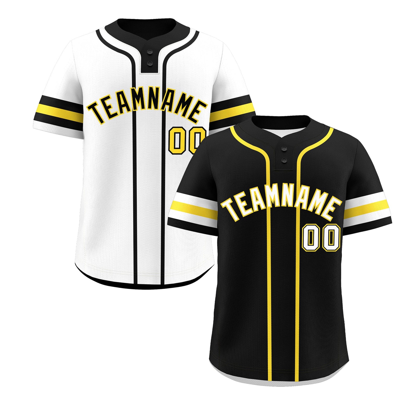 Custom White Gold Black Reversible Classic Style Two-Button Baseball Jersey| KXKSHOP