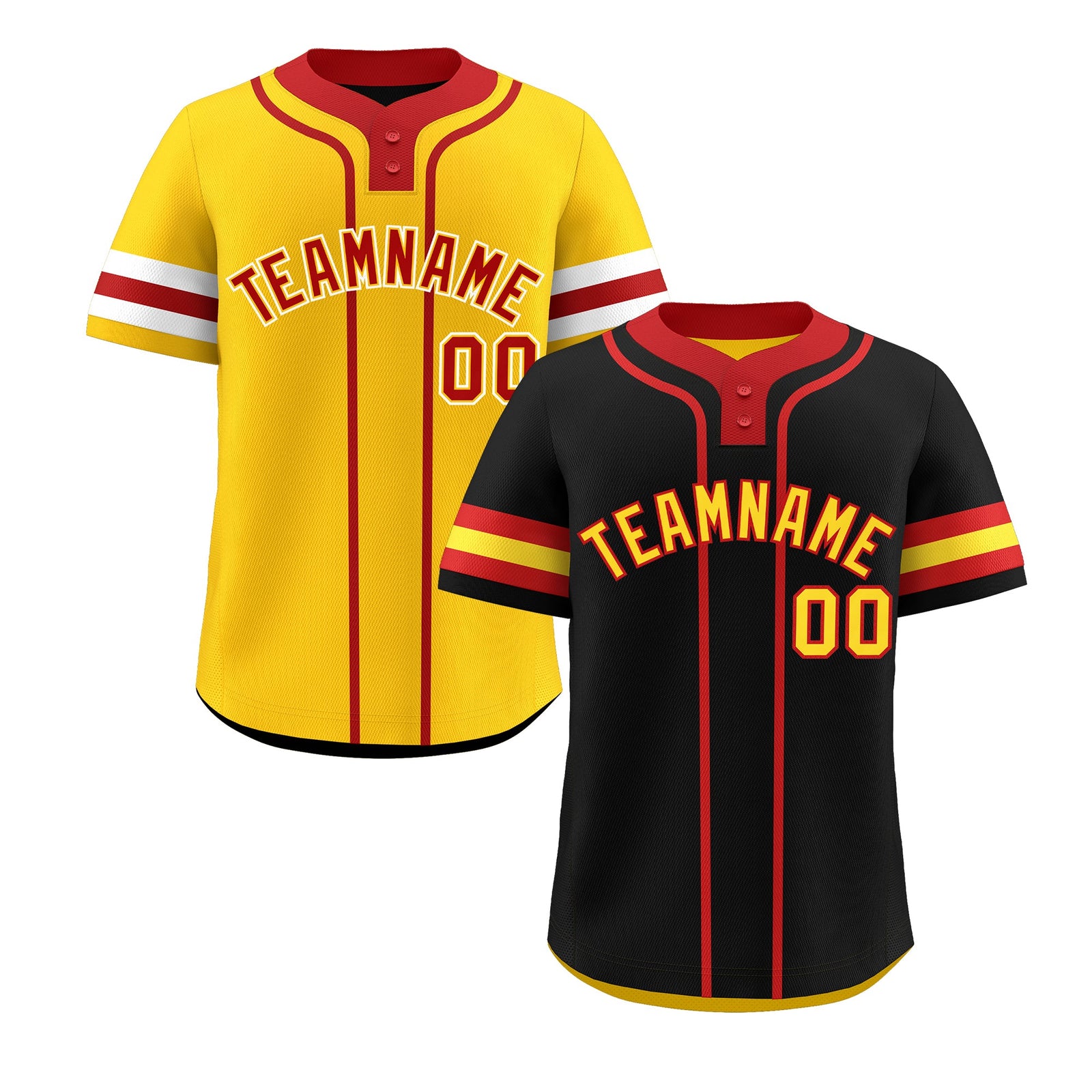 Custom Red Gold White Reversible Classic Style Two-Button Baseball Jersey| KXKSHOP