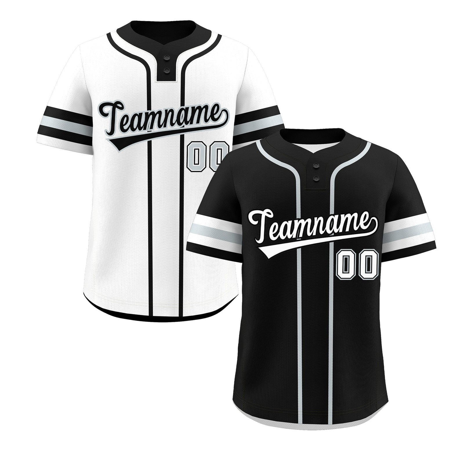 Custom White Silver Black Reversible Classic Style Two-Button Baseball Jersey| KXKSHOP