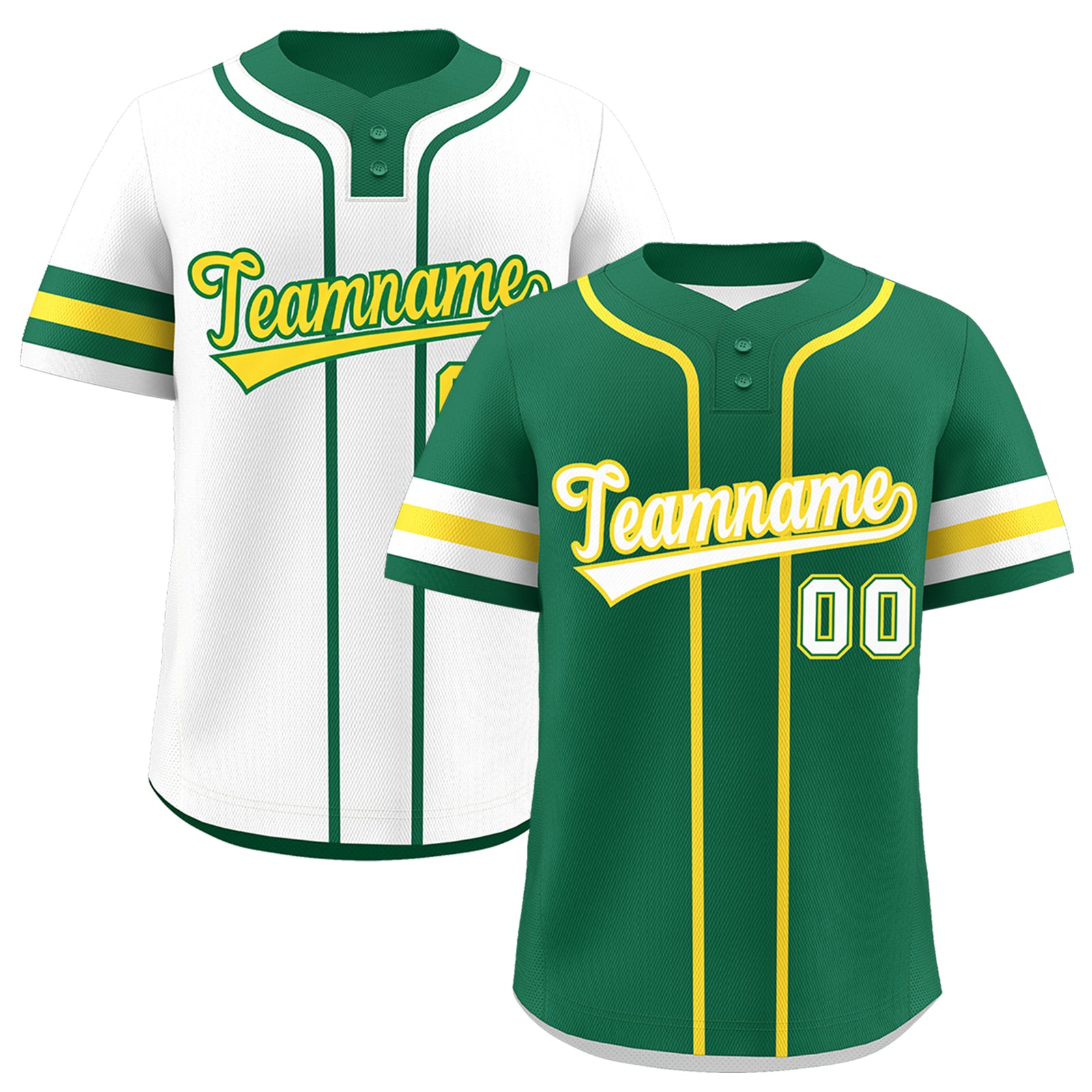 Custom White Gold Kelly Green Reversible Classic Style Two-Button Baseball Jersey| KXKSHOP