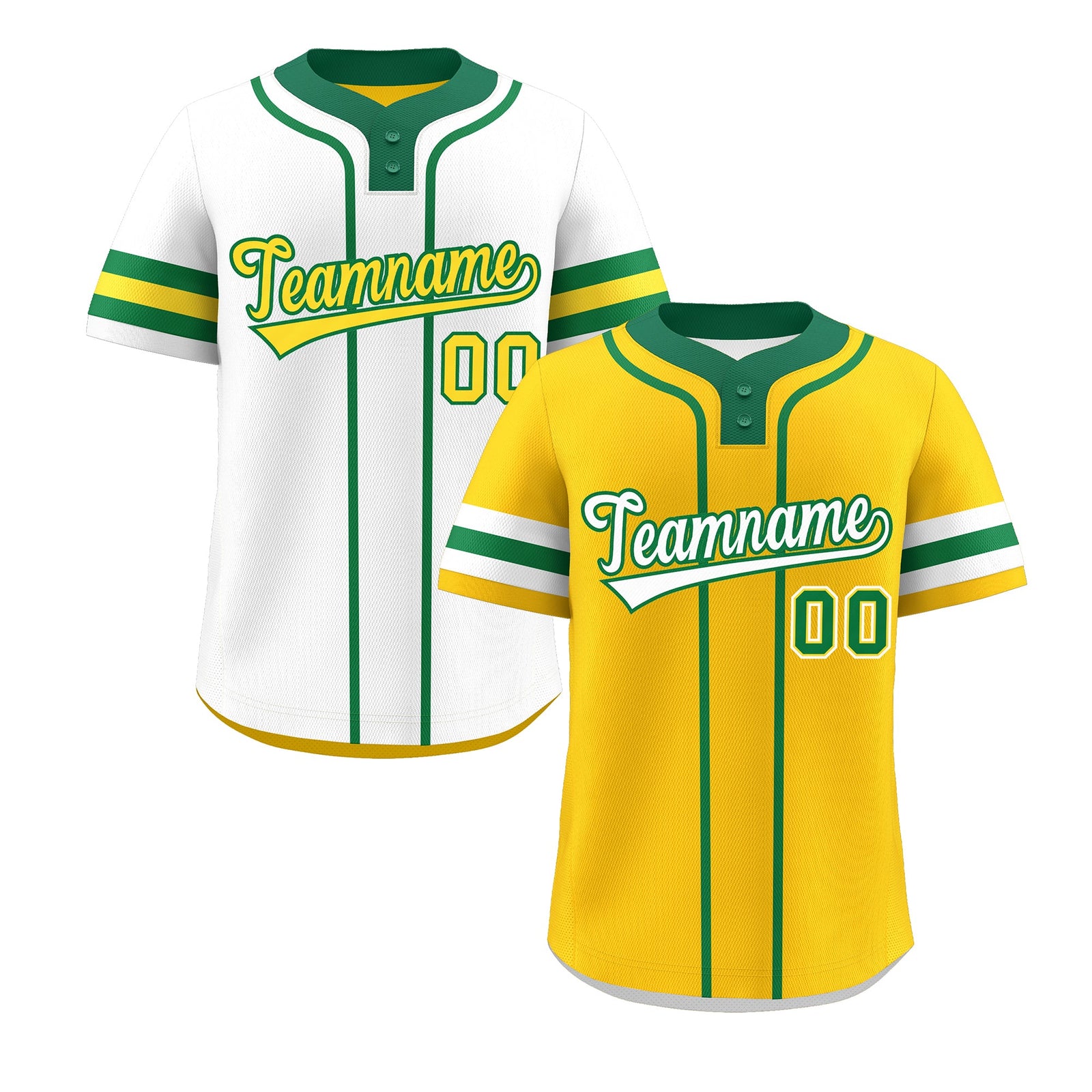 Custom White Kelly Green Gold Reversible Classic Style Two-Button Baseball Jersey| KXKSHOP