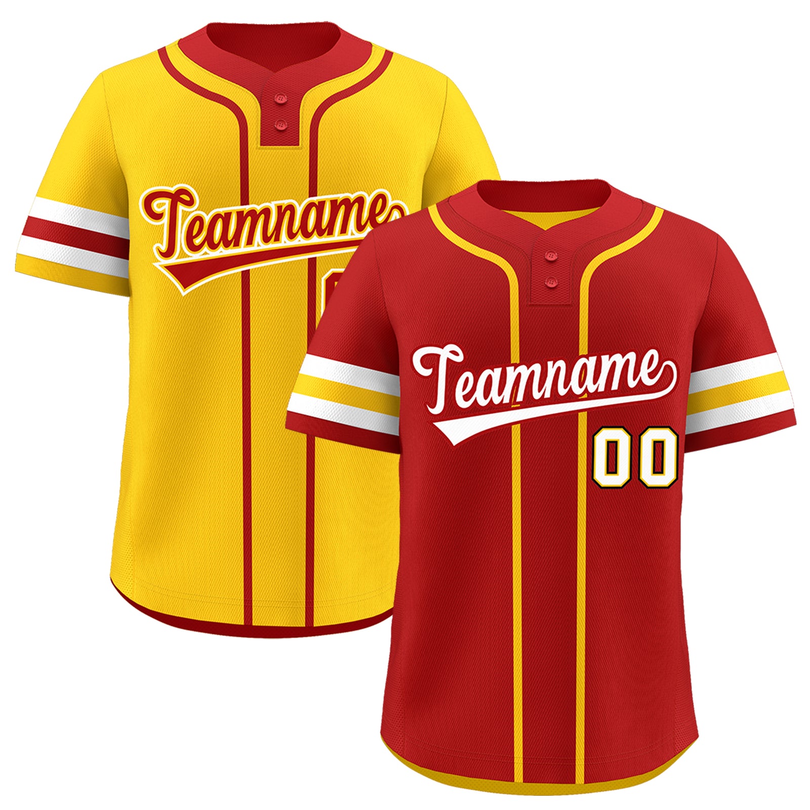 Custom White Gold Red Reversible Classic Style Two-Button Baseball Jersey| KXKSHOP