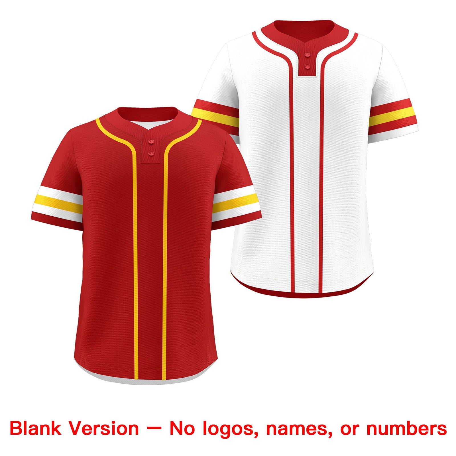 Custom White Gold Red Reversible Classic Style Two-Button Baseball Jersey| KXKSHOP