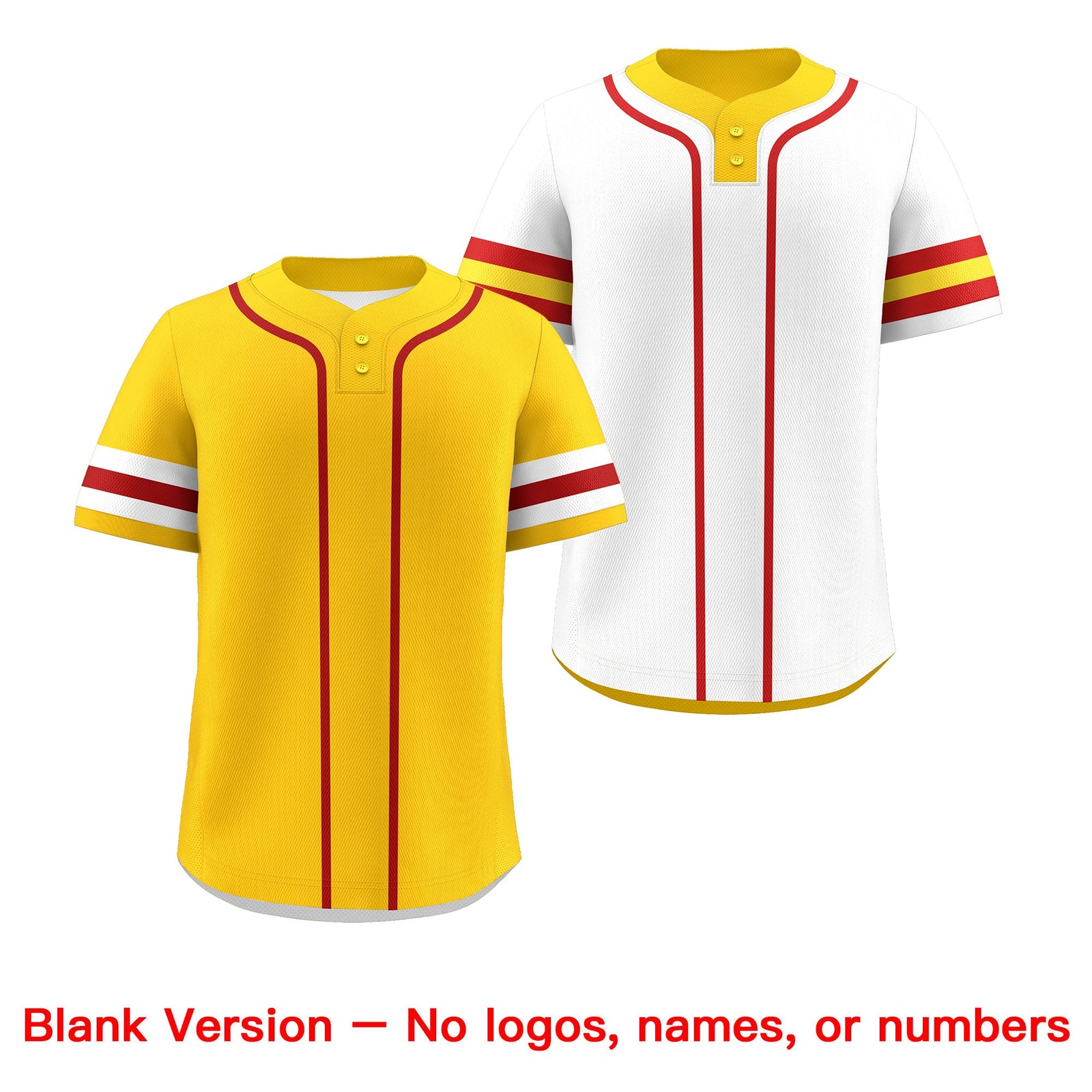 Custom White Red Gold Reversible Classic Style Two-Button Baseball Jersey| KXKSHOP