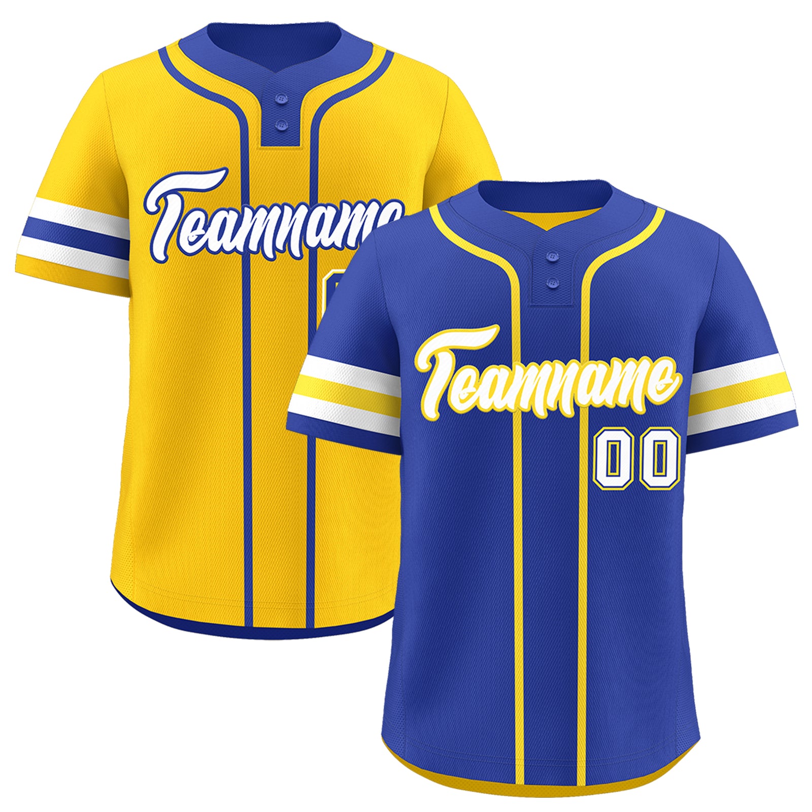 Custom White Gold Royal Blue Reversible Classic Style Two-Button Baseball Jersey| KXKSHOP