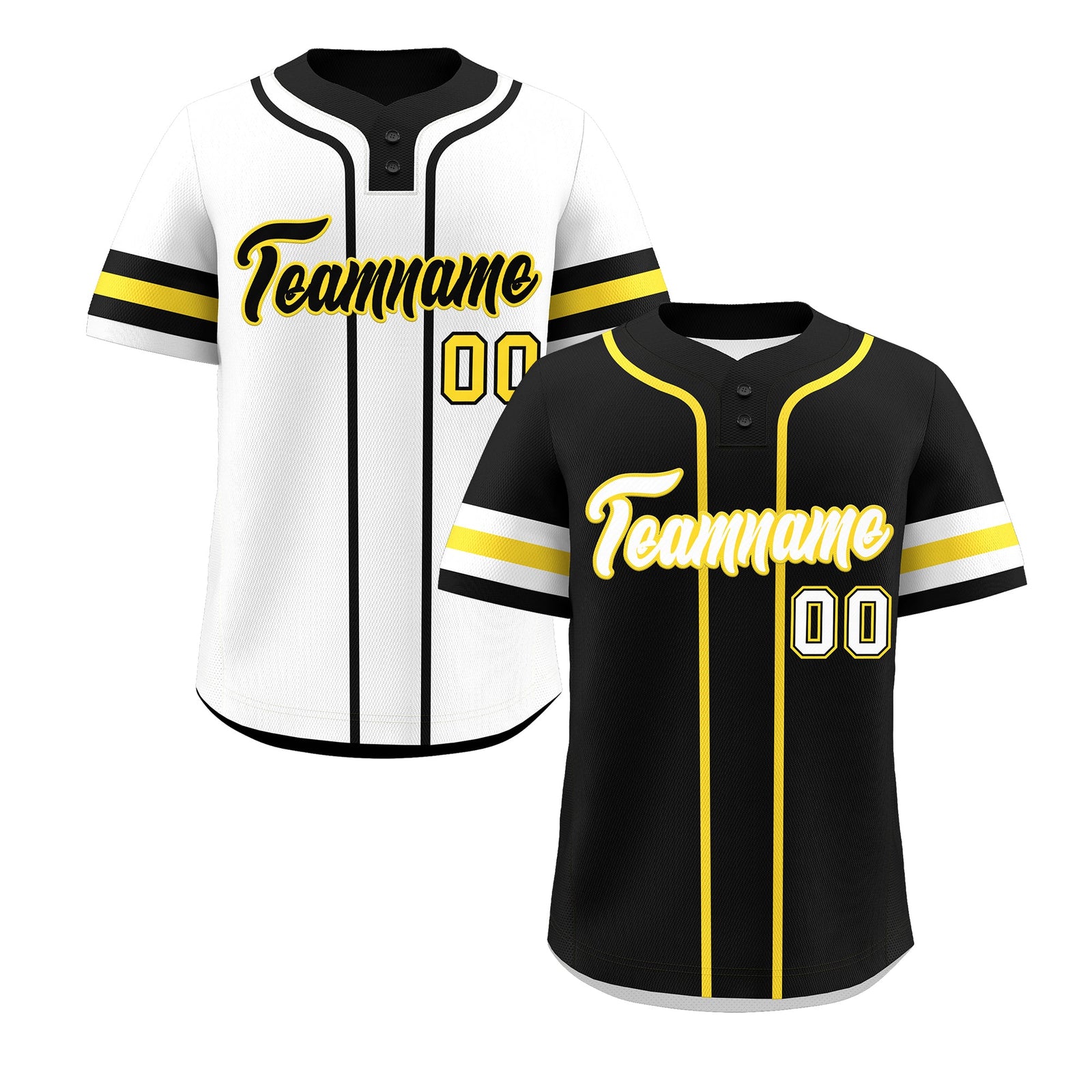 Custom White Gold Black Reversible Classic Style Two-Button Baseball Jersey| KXKSHOP
