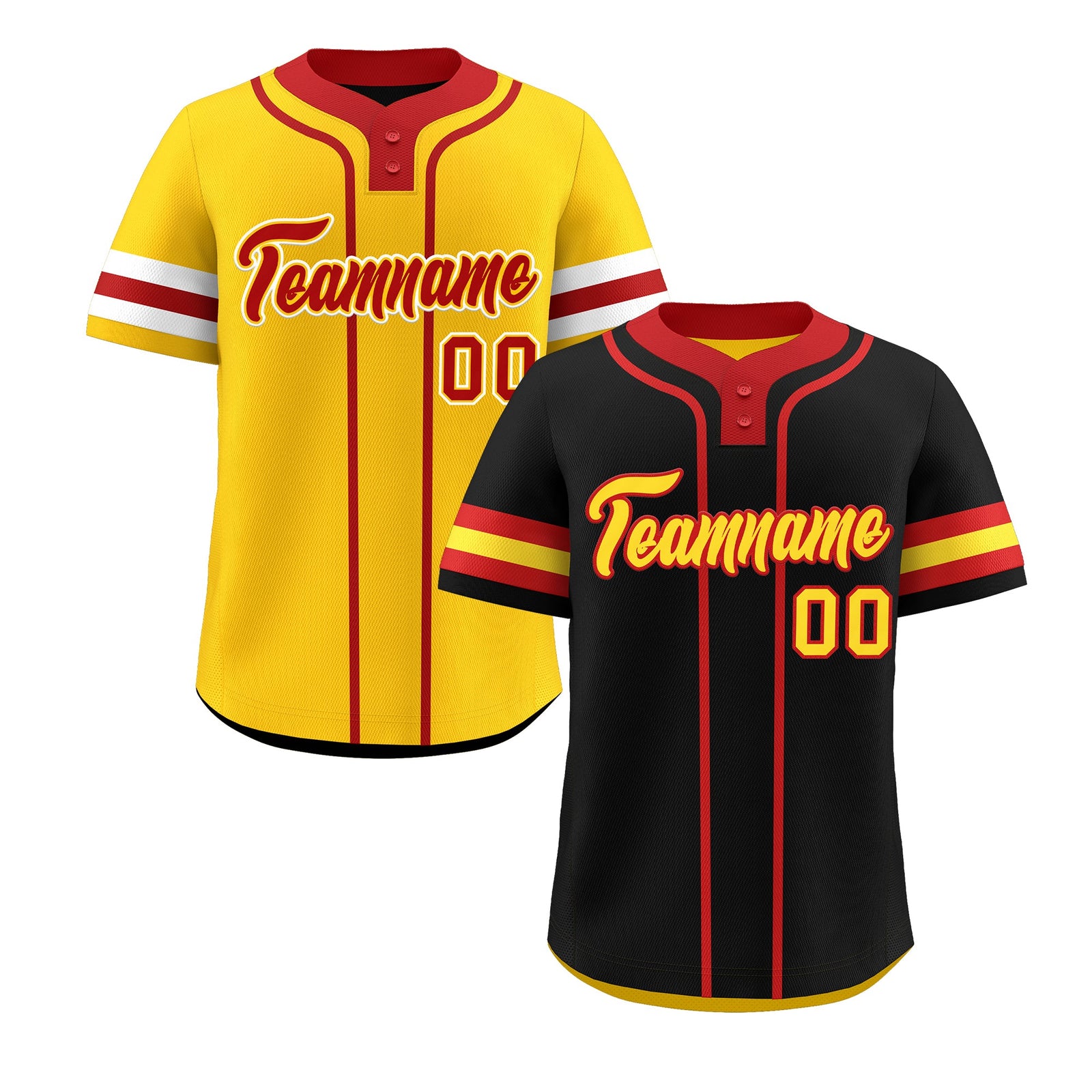 Custom Red Gold White Reversible Classic Style Two-Button Baseball Jersey| KXKSHOP