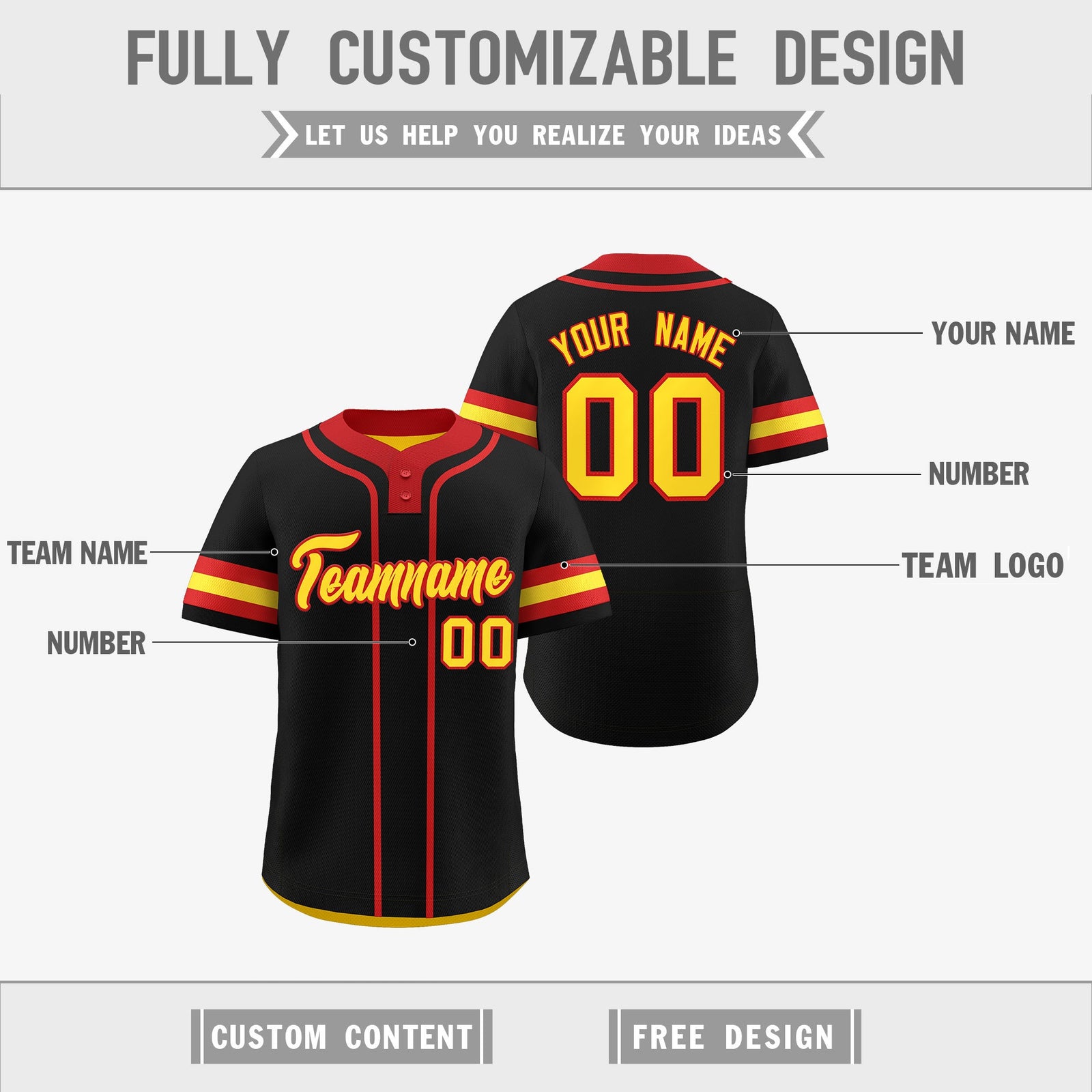 Custom Red Gold White Reversible Classic Style Two-Button Baseball Jersey| KXKSHOP