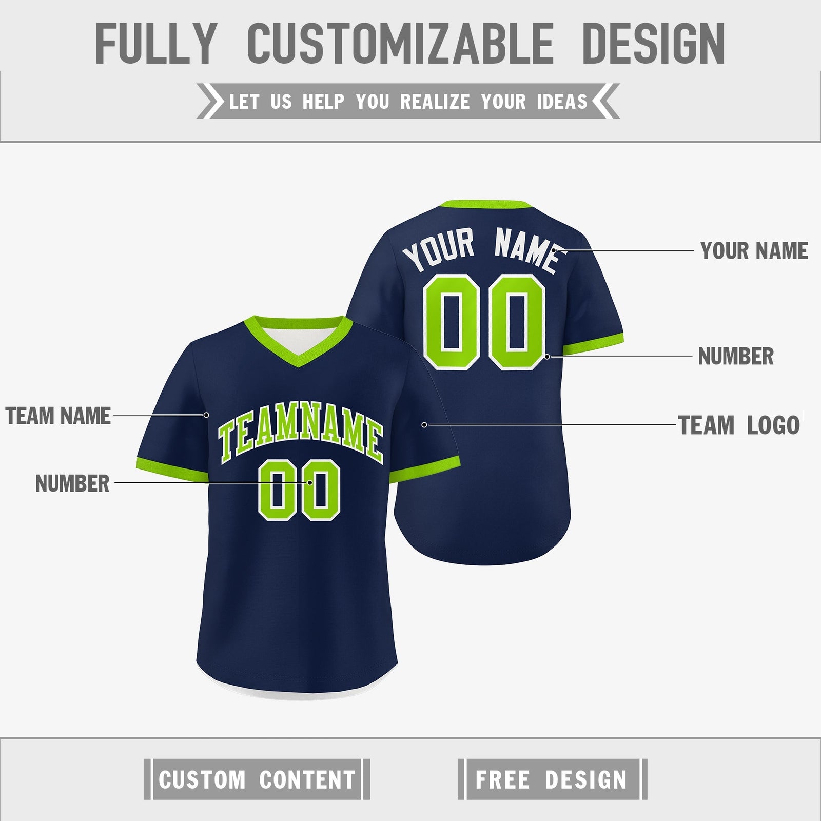 Custom White Navy Neon Green Reversible Classic Style Quick Dry Baseball Jersey| KXKSHOP
