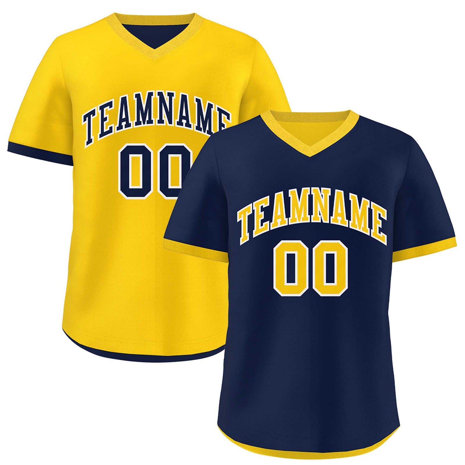 Custom Navy Gold White Reversible Classic Style Lightweight Baseball Jersey| KXKSHOP
