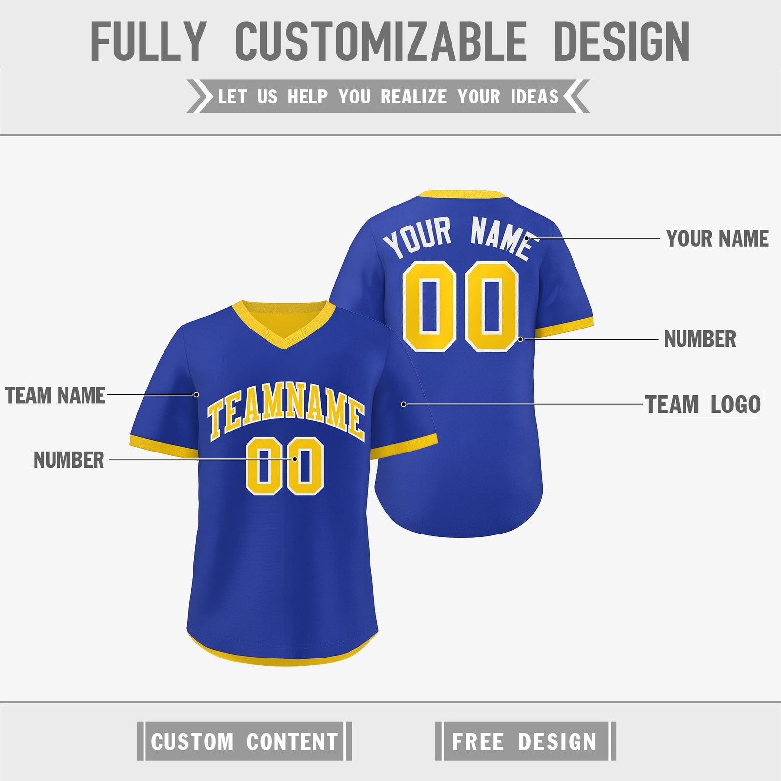 Custom Gold Royal Blue Reversible Classic Style Breathable Baseball Jersey| KXKSHOP