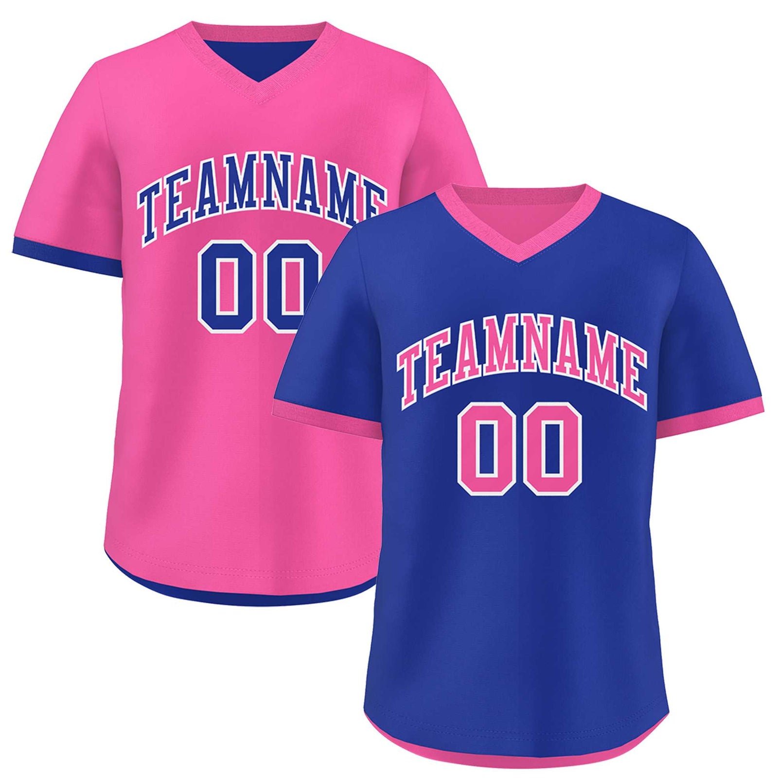 Custom Pink Royal Blue Reversible Classic Style Quick Dry Baseball Jersey| KXKSHOP