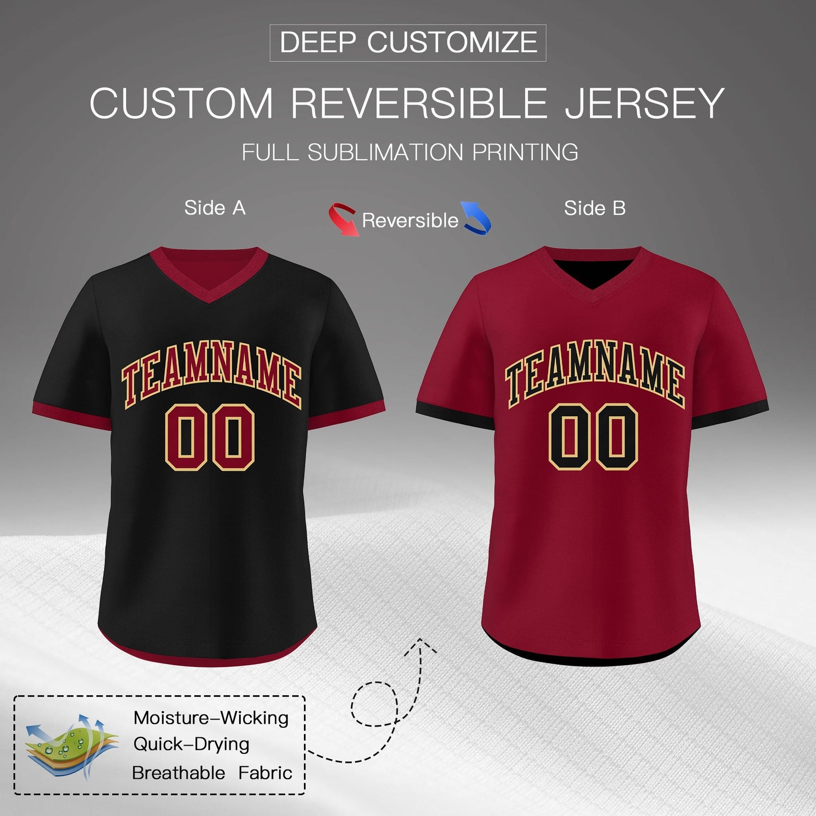 Custom Crimson Khaki Reversible Classic Style Lightweight Baseball Jersey| KXKSHOP