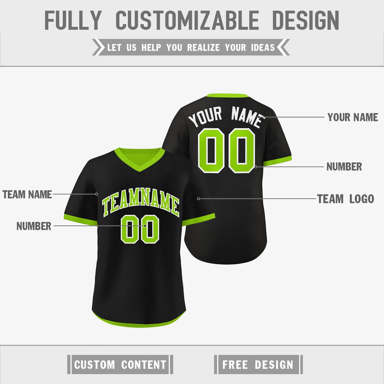 Custom Neon Green Black Reversible Classic Style Quick Dry Baseball Jersey| KXKSHOP