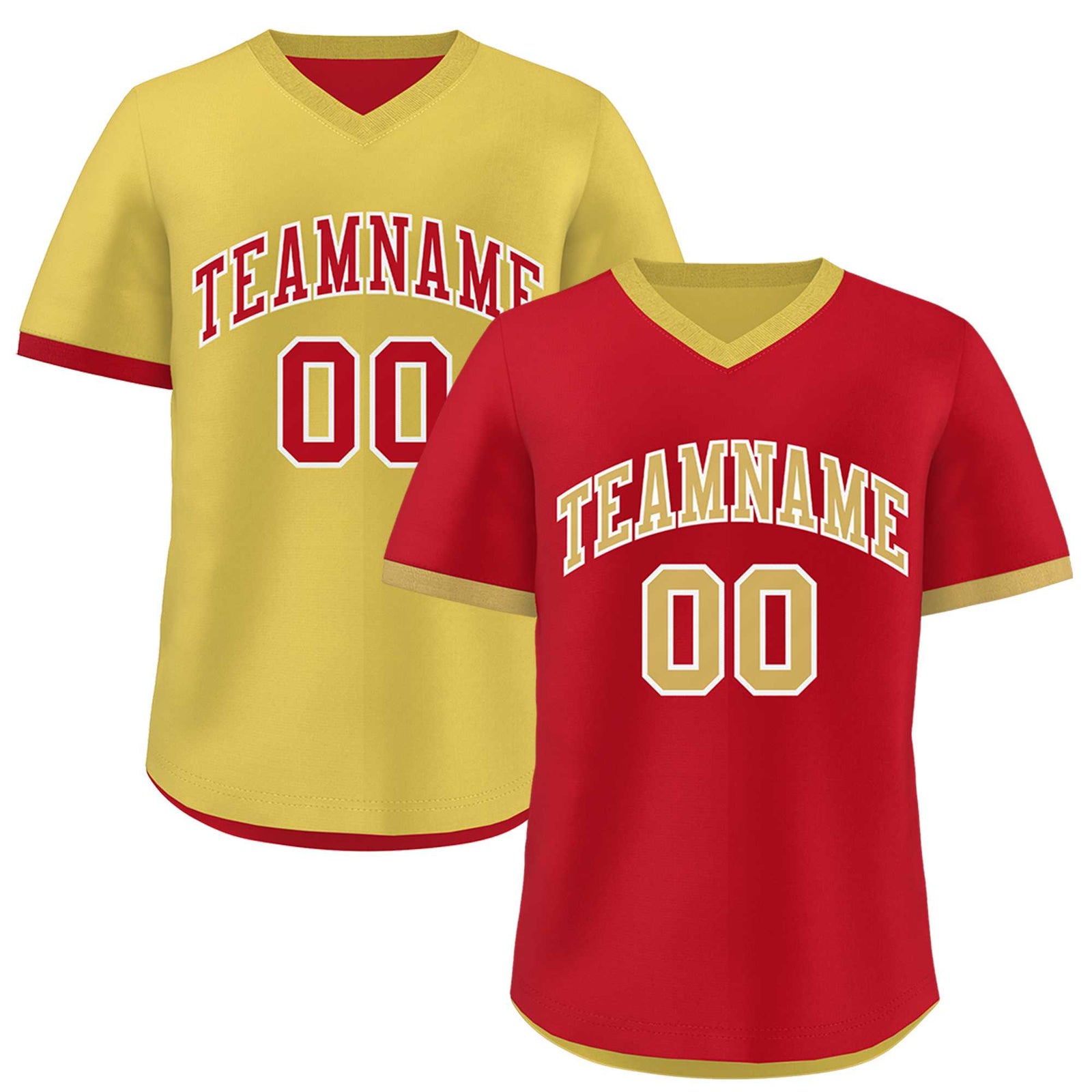 Custom Old Gold Red Reversible Classic Style Quick Dry Baseball Jersey| KXKSHOP