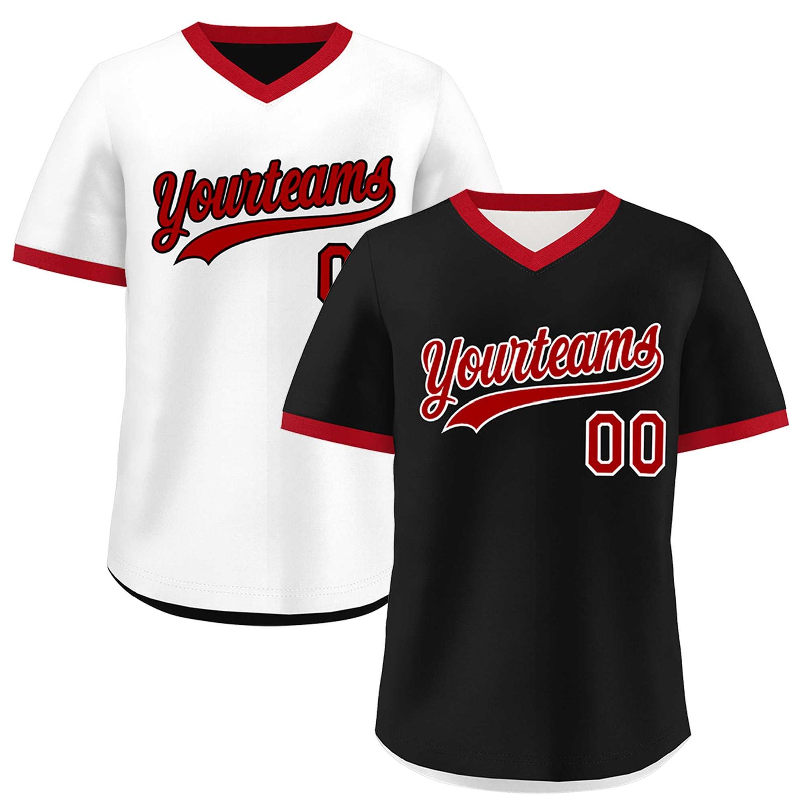 Custom White Black Red Reversible Classic Style Quick Dry Baseball Jersey| KXKSHOP