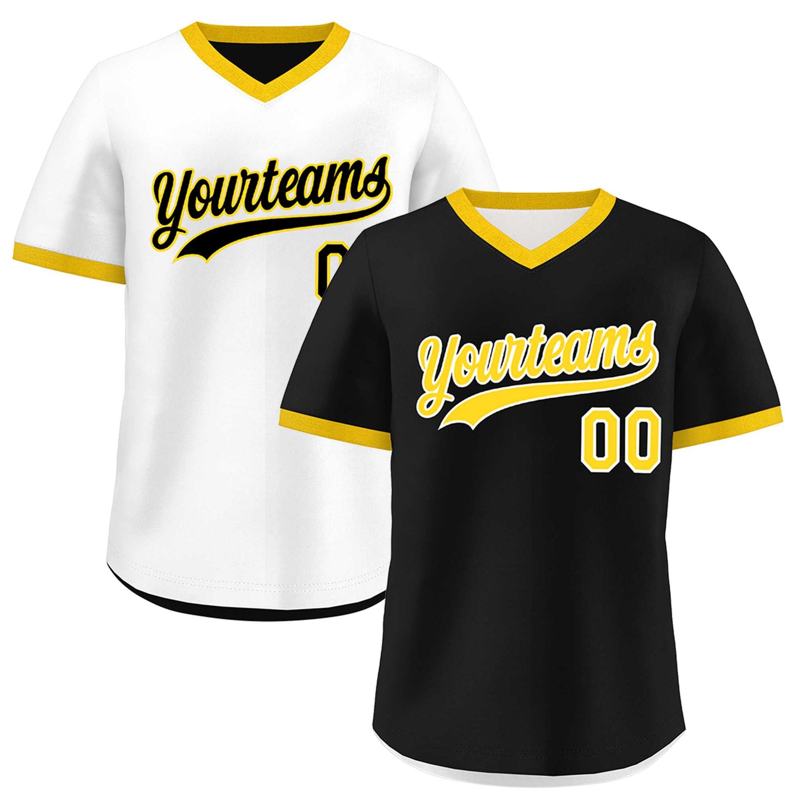 Custom White Black Gold Reversible Classic Style Lightweight Baseball Jersey| KXKSHOP