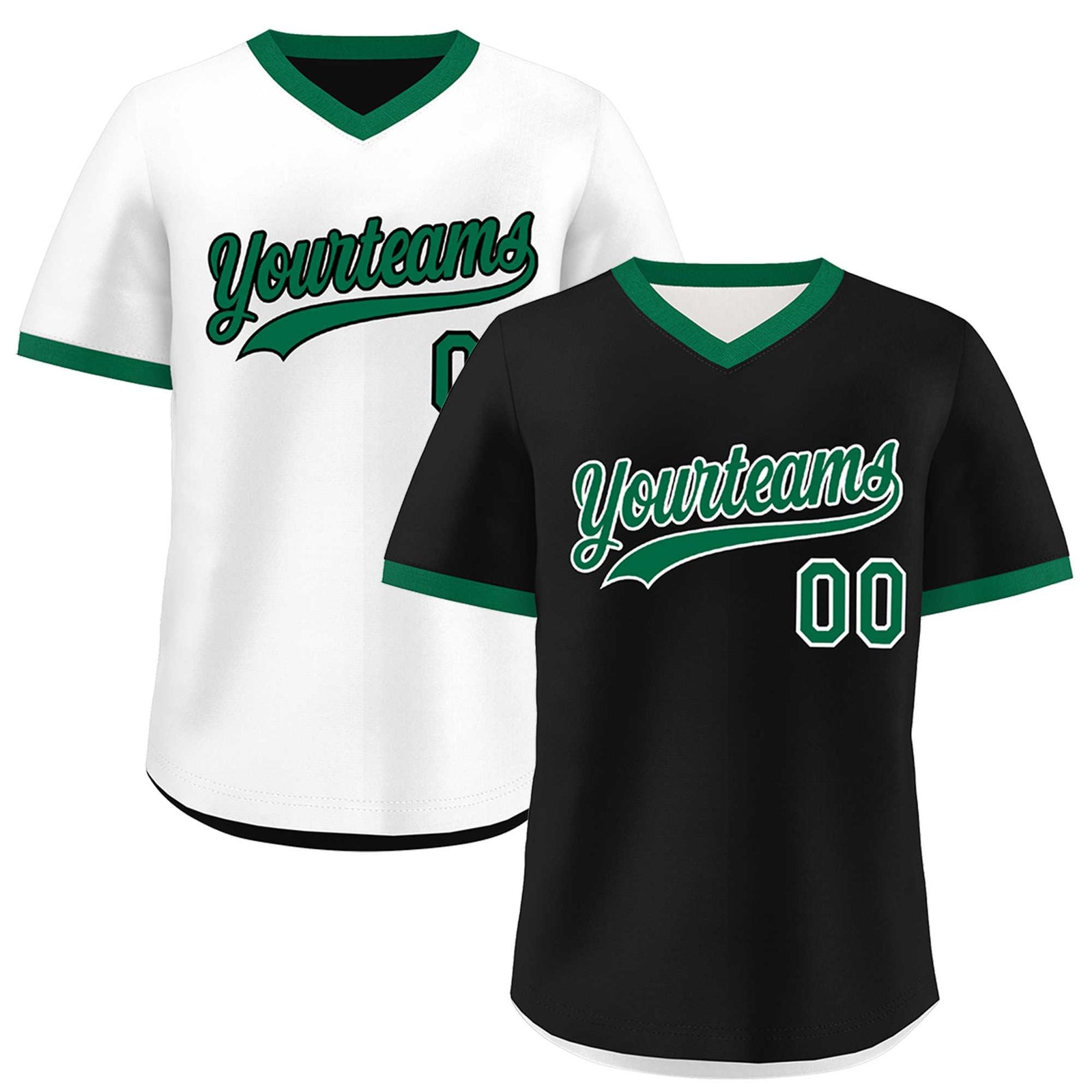 Custom White Black Kelly Green Reversible Classic Style Breathable Baseball Jersey| KXKSHOP