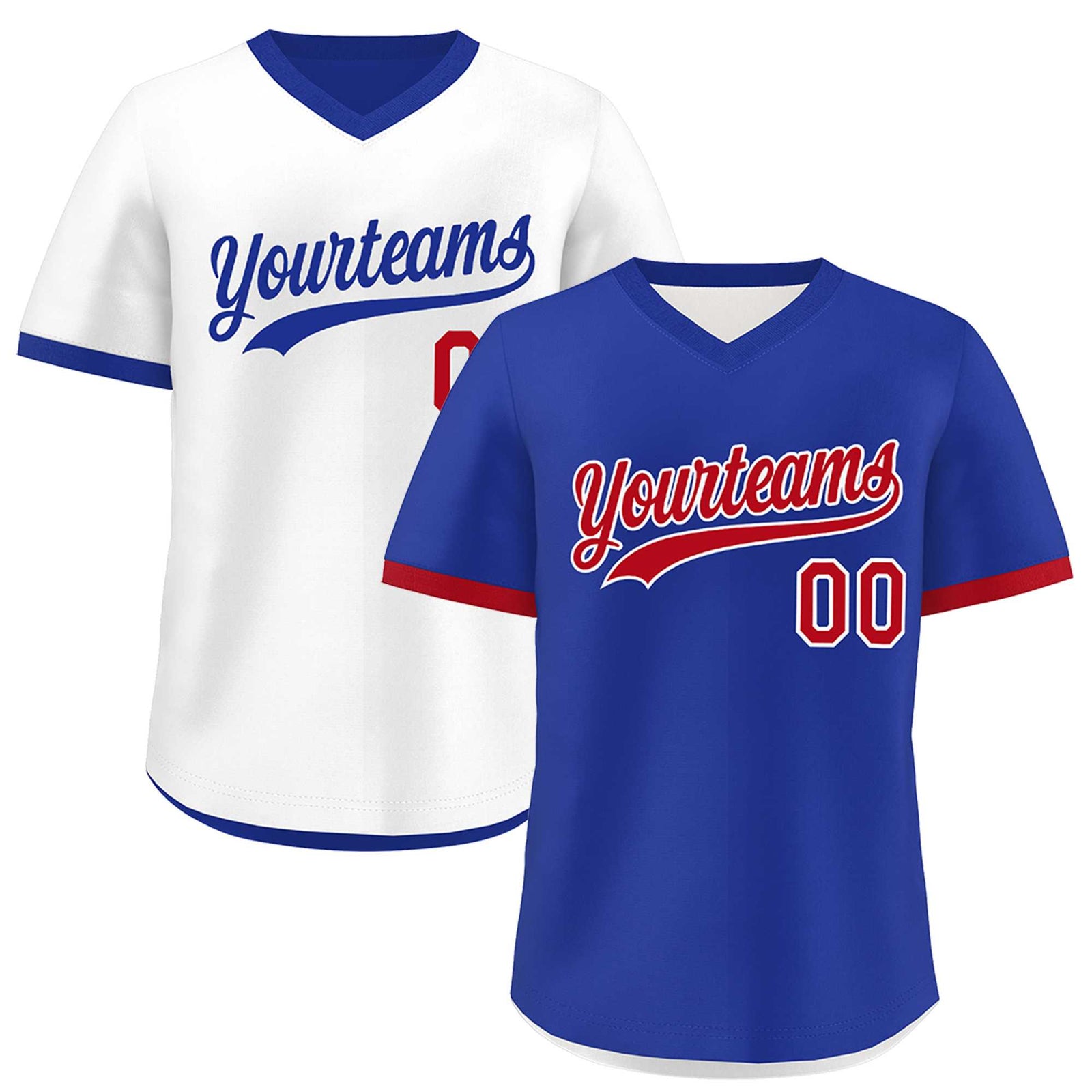 Custom Royal Blue White Red Reversible Classic Style Breathable Baseball Jersey| KXKSHOP