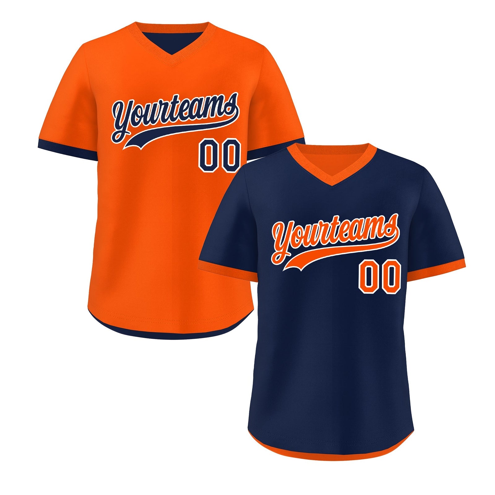 Custom Navy Orange Reversible Classic Style Breathable Baseball Jersey| KXKSHOP