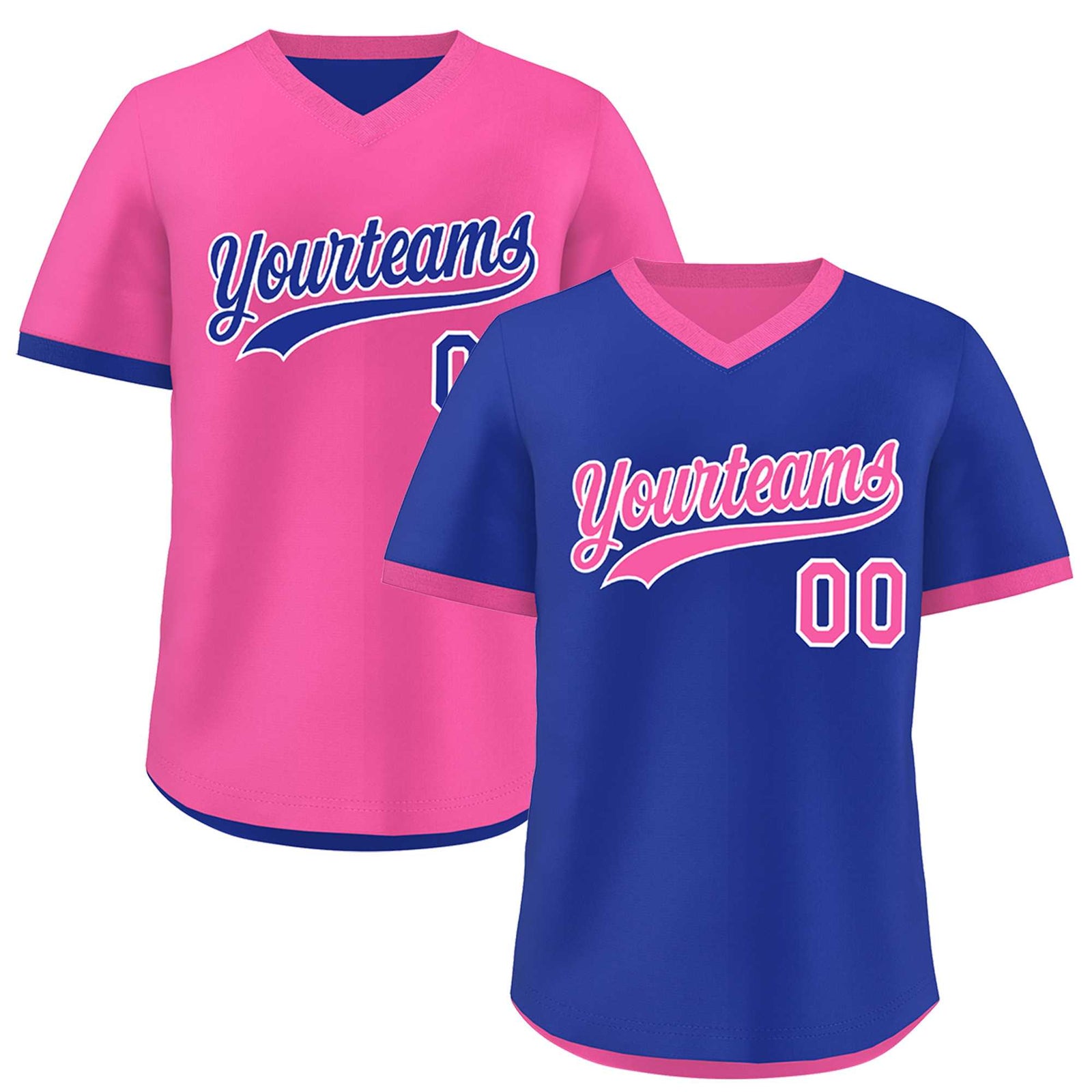 Custom Pink Royal Blue Reversible Classic Style Quick Dry Baseball Jersey| KXKSHOP
