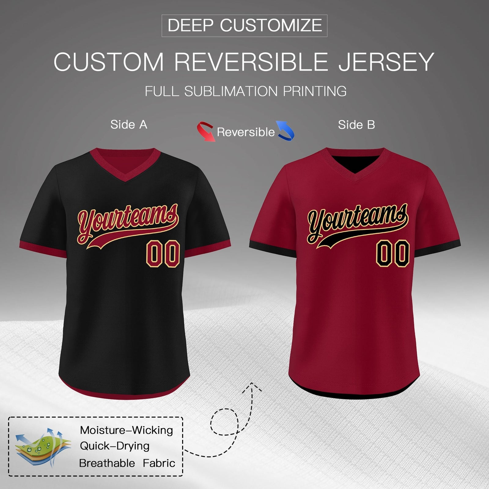 Custom Crimson Khaki Reversible Classic Style Lightweight Baseball Jersey| KXKSHOP