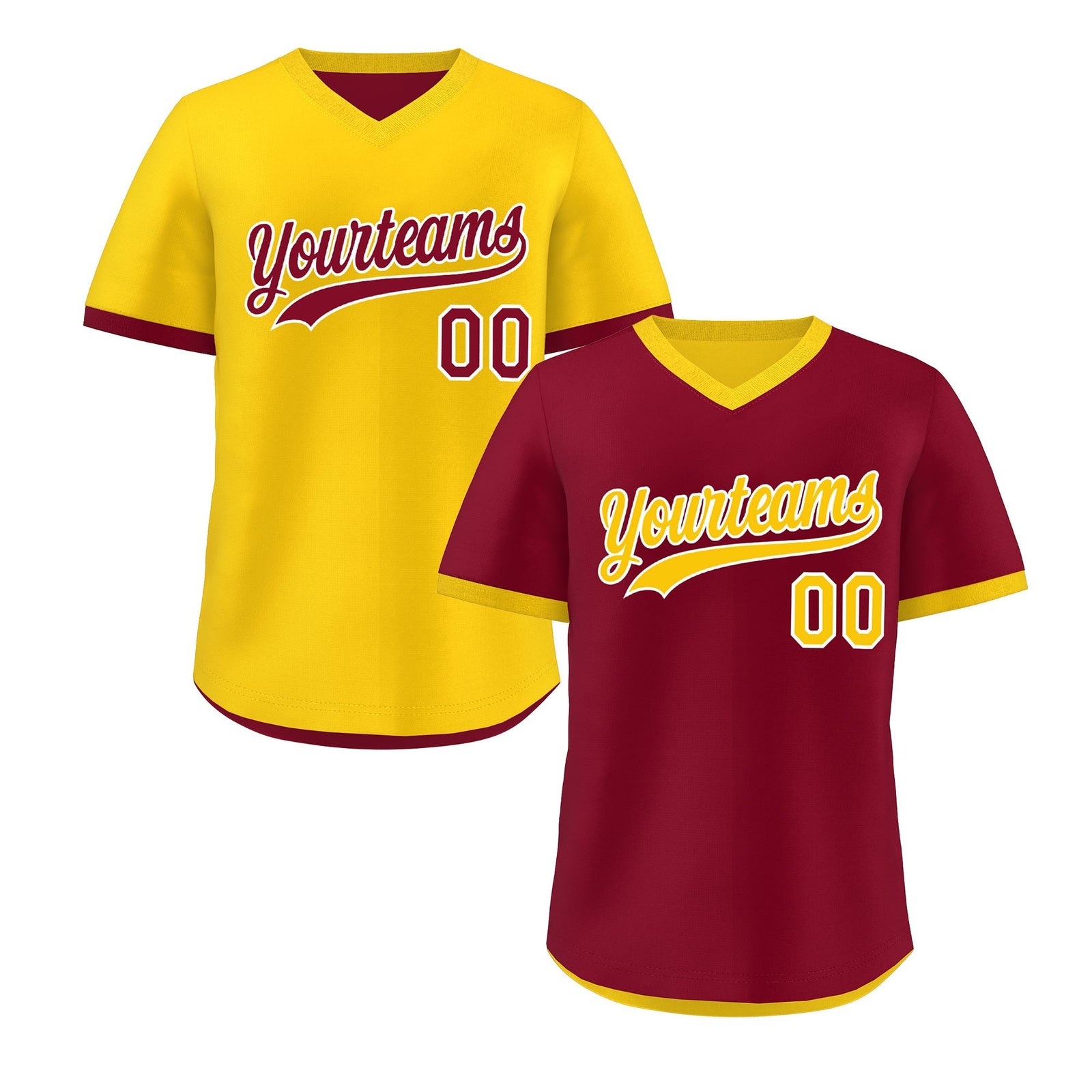Custom Gold Red Reversible Classic Style Breathable Baseball Jersey| KXKSHOP