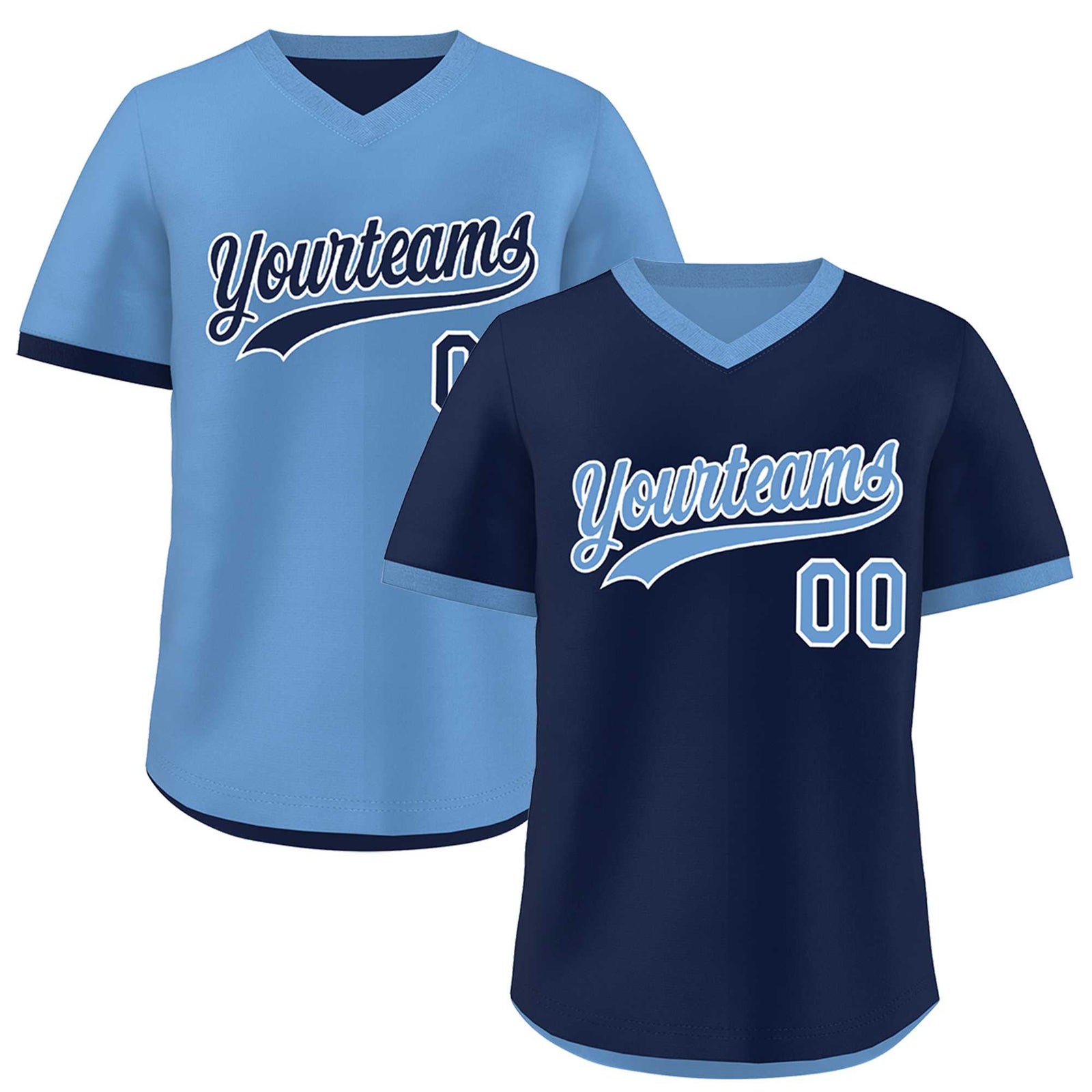 Custom Light Blue Navy Reversible Classic Style Lightweight Baseball Jersey| KXKSHOP