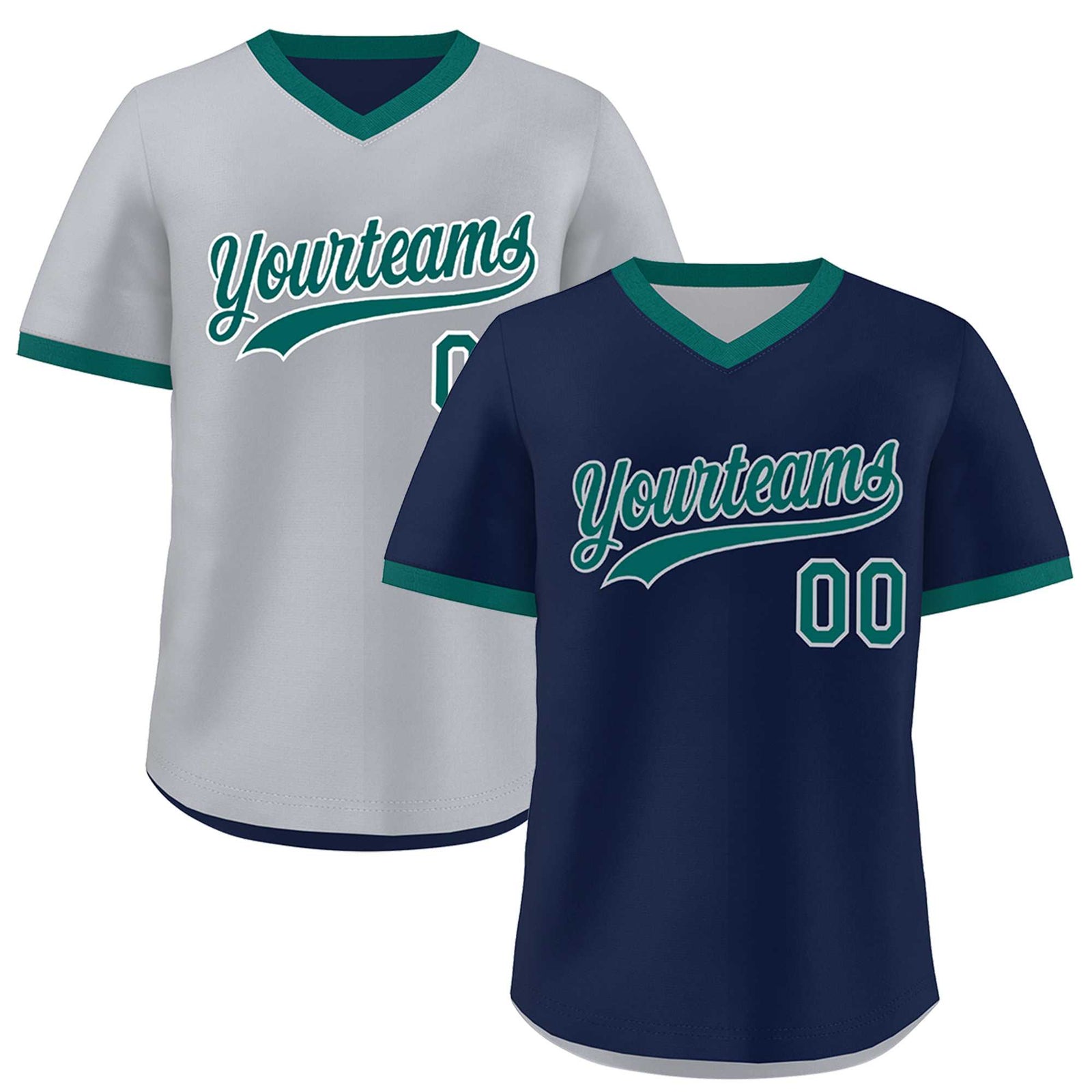 Custom Teal Silver Reversible Classic Style Quick Dry Baseball Jersey| KXKSHOP