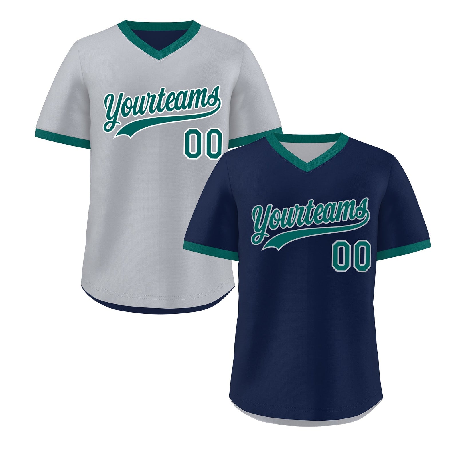 Custom Teal Silver Reversible Classic Style Quick Dry Baseball Jersey| KXKSHOP