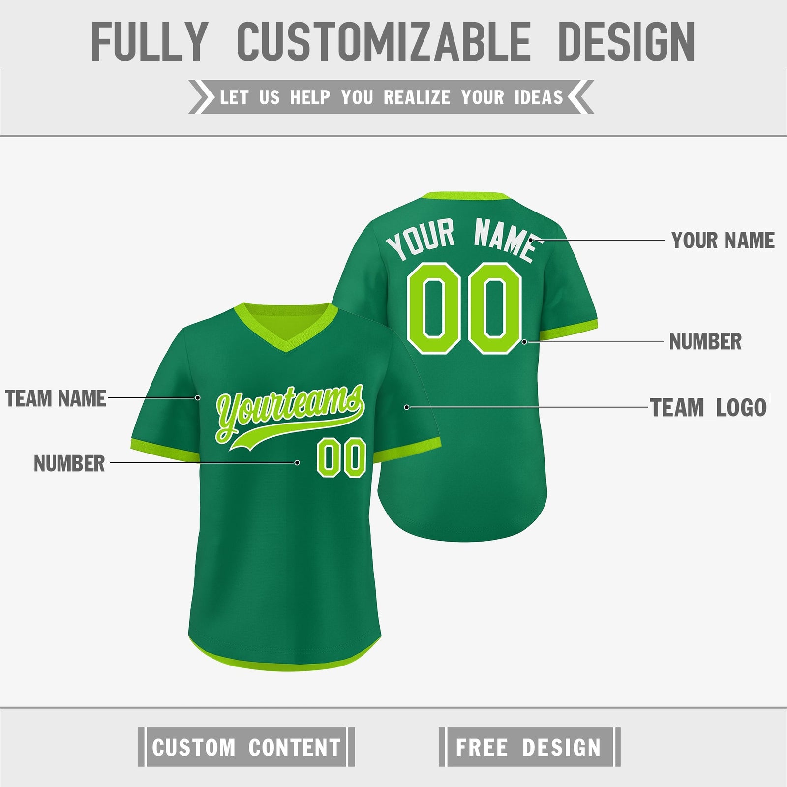 Custom Neon Green Kelly Green Reversible Classic Style Lightweight Baseball Jersey| KXKSHOP