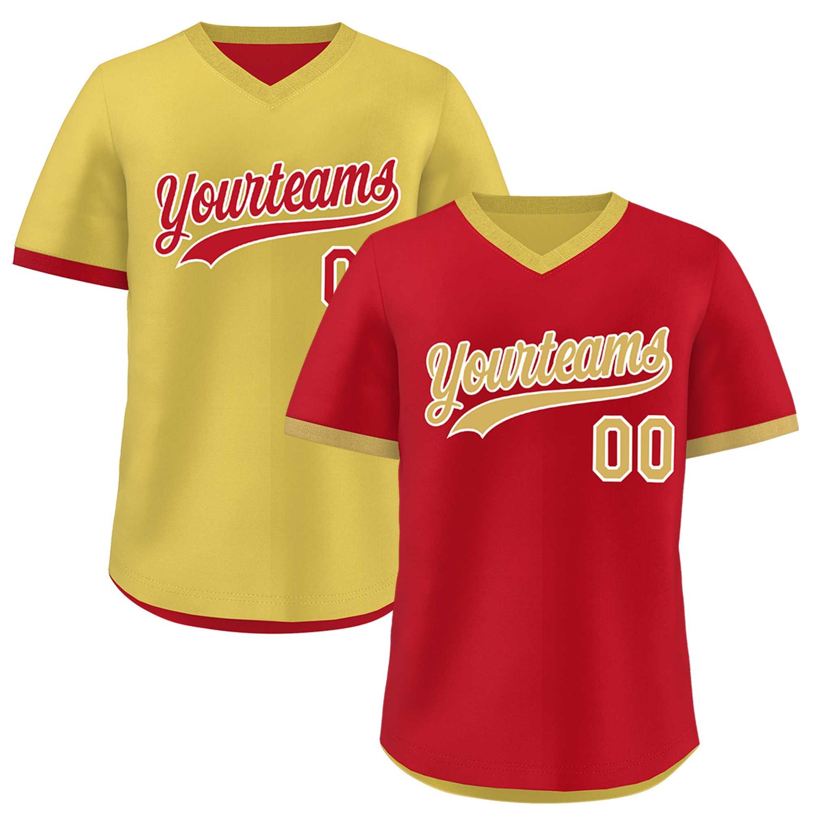 Custom Old Gold Red Reversible Classic Style Quick Dry Baseball Jersey| KXKSHOP