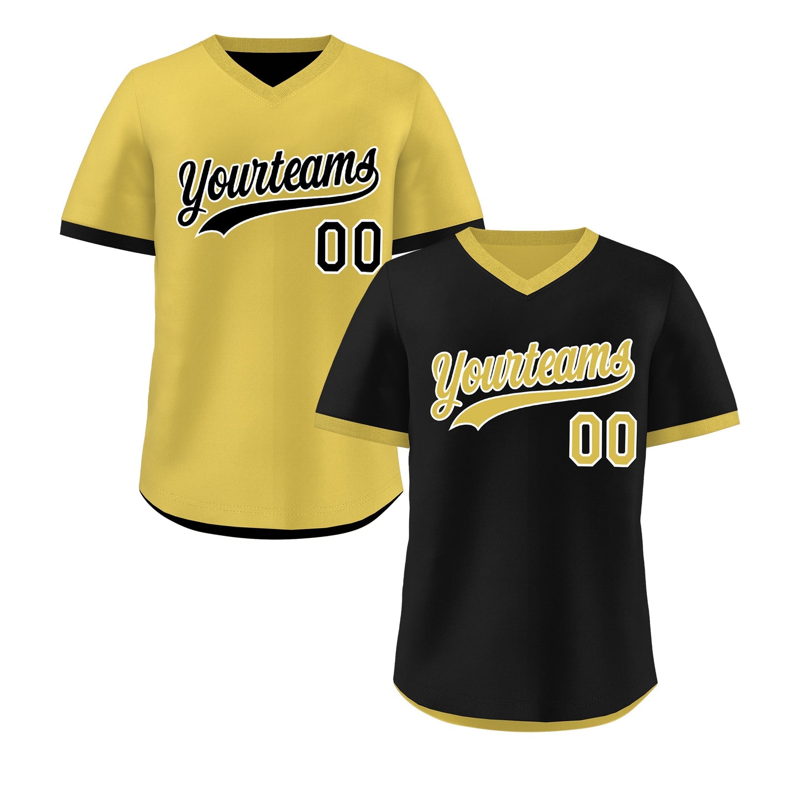 Custom Old Gold Black Reversible Classic Style Lightweight Baseball Jersey| KXKSHOP