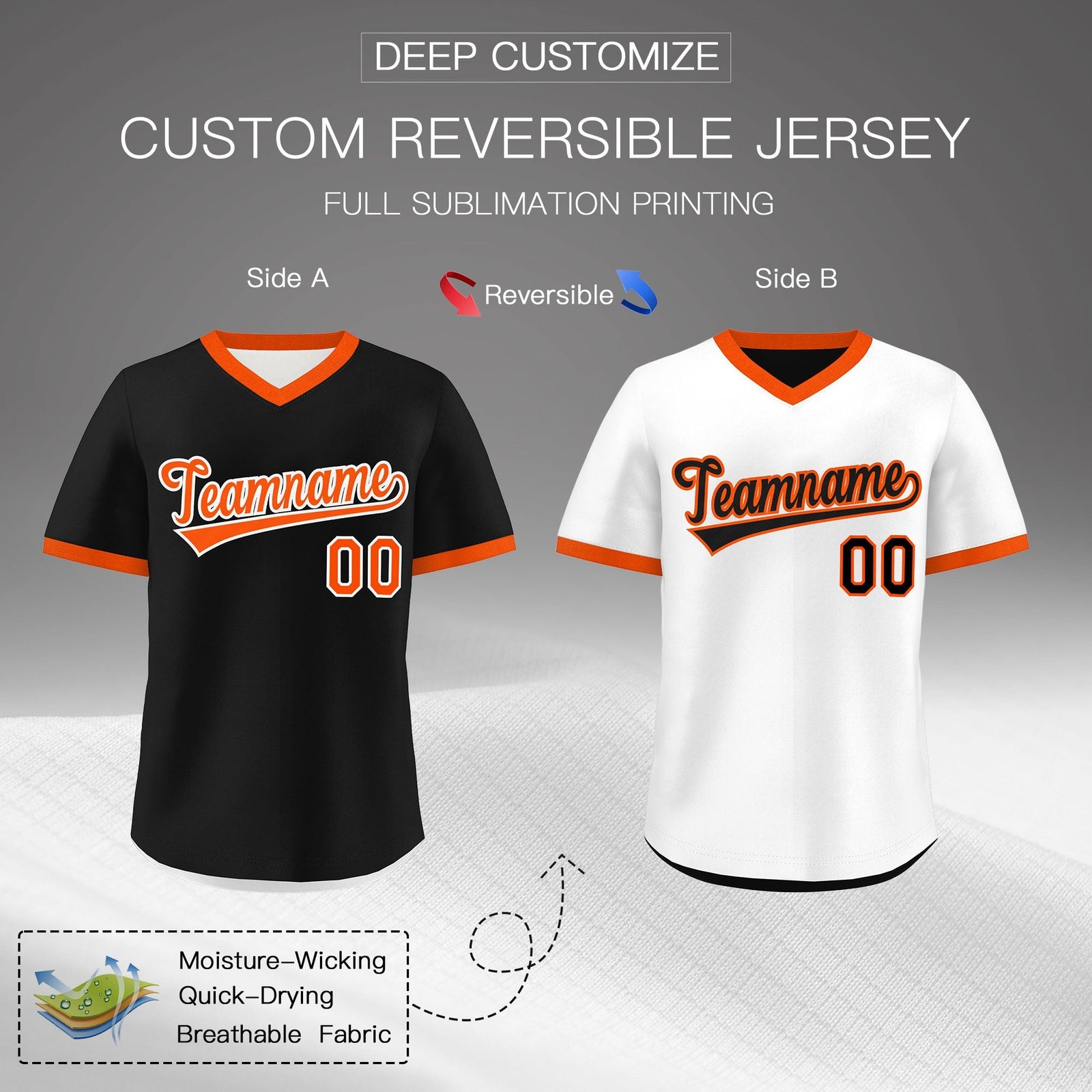 Custom Black White Reversible Classic Style Lightweight Baseball Jersey| KXKSHOP