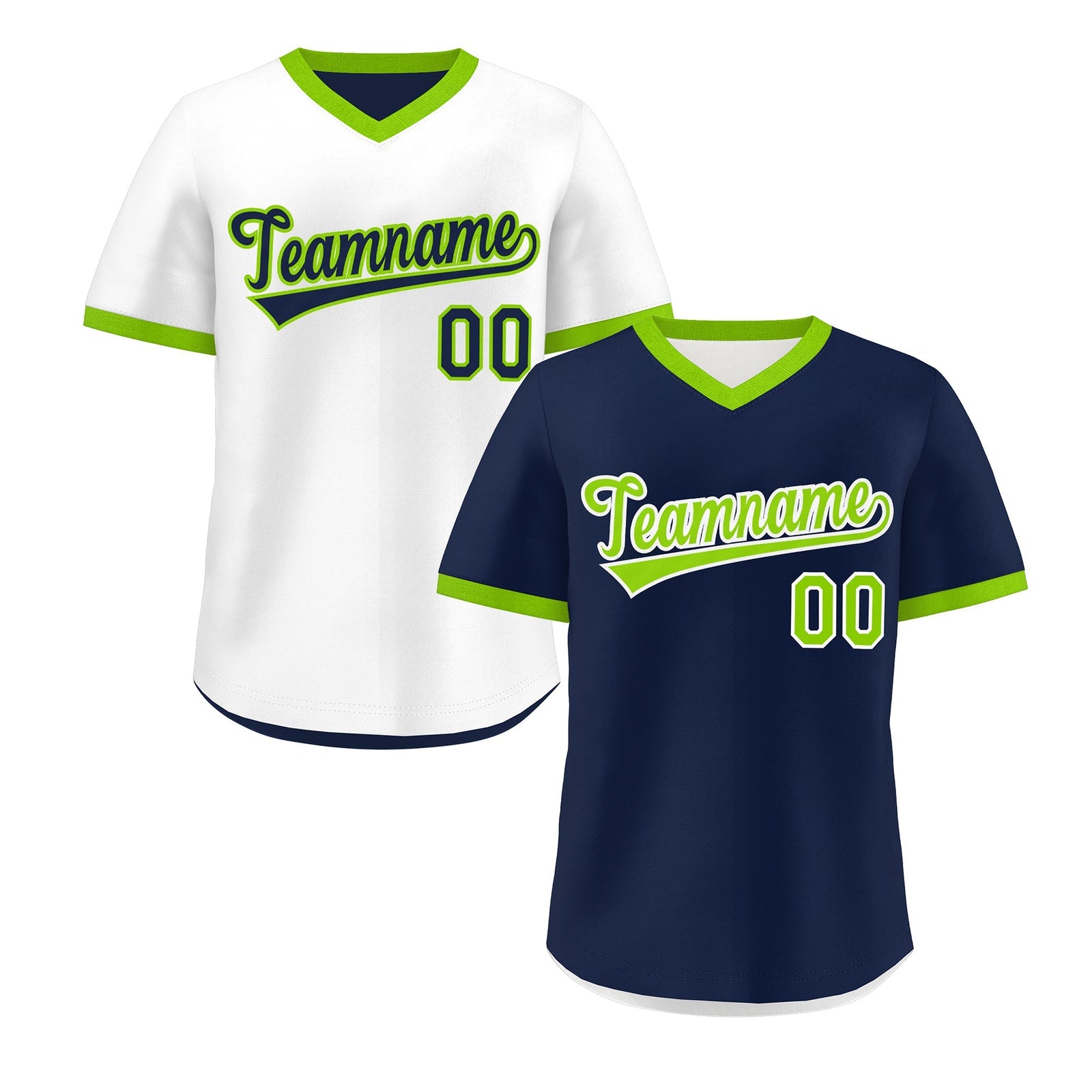 Custom White Navy Neon Green Reversible Classic Style Quick Dry Baseball Jersey| KXKSHOP