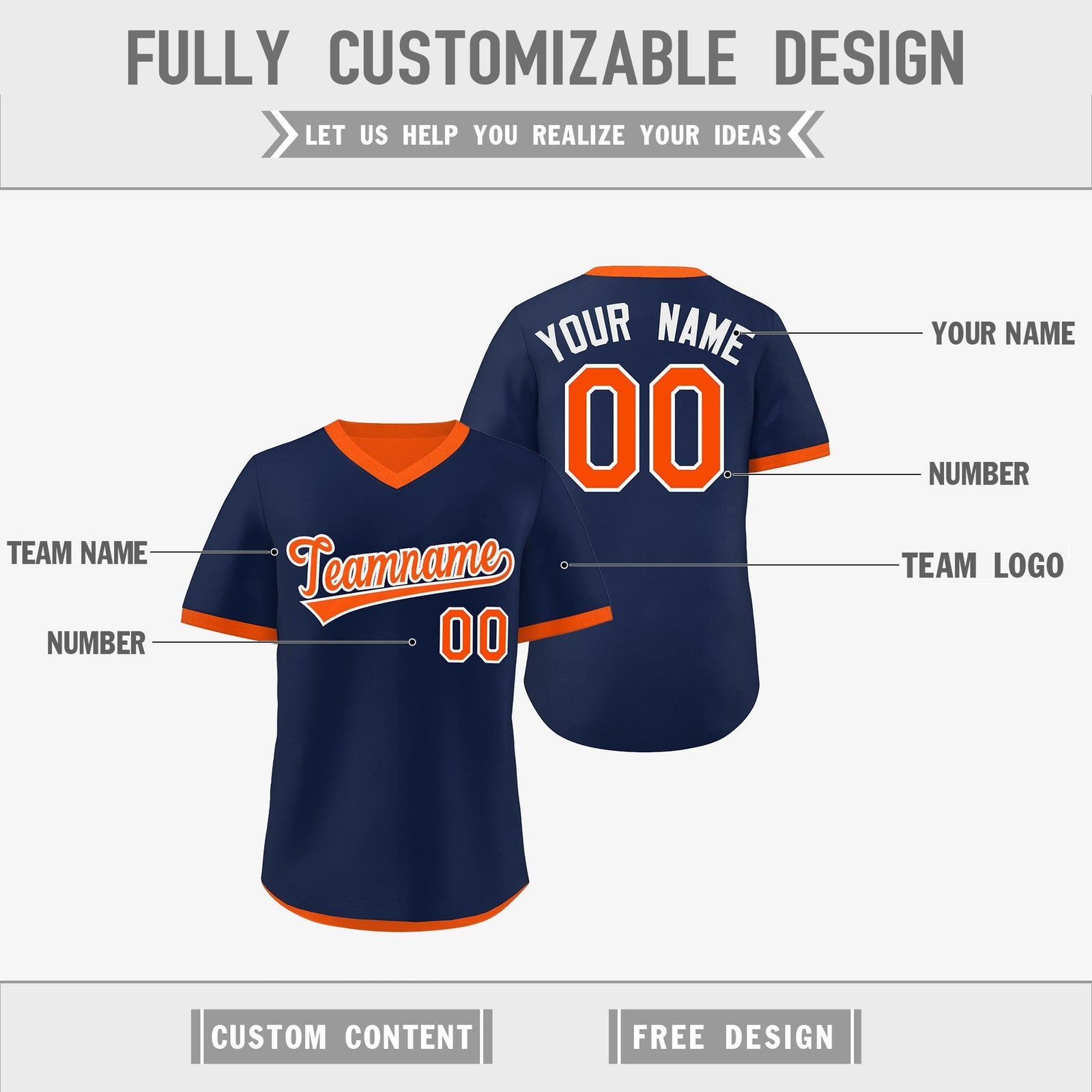 Custom Navy Orange Reversible Classic Style Breathable Baseball Jersey| KXKSHOP