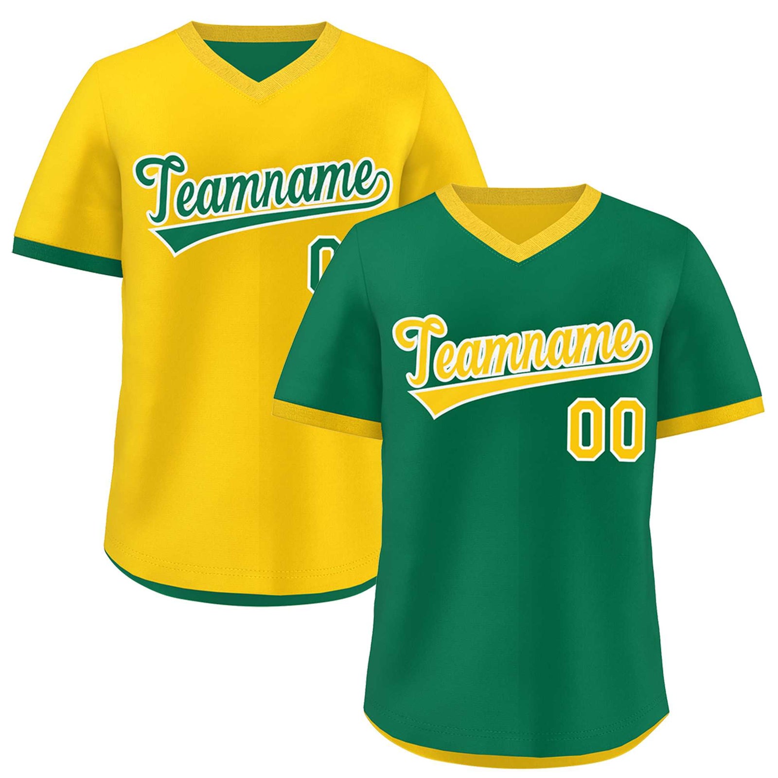 Custom Kelly Green Gold Reversible Classic Style Quick Dry Baseball Jersey| KXKSHOP