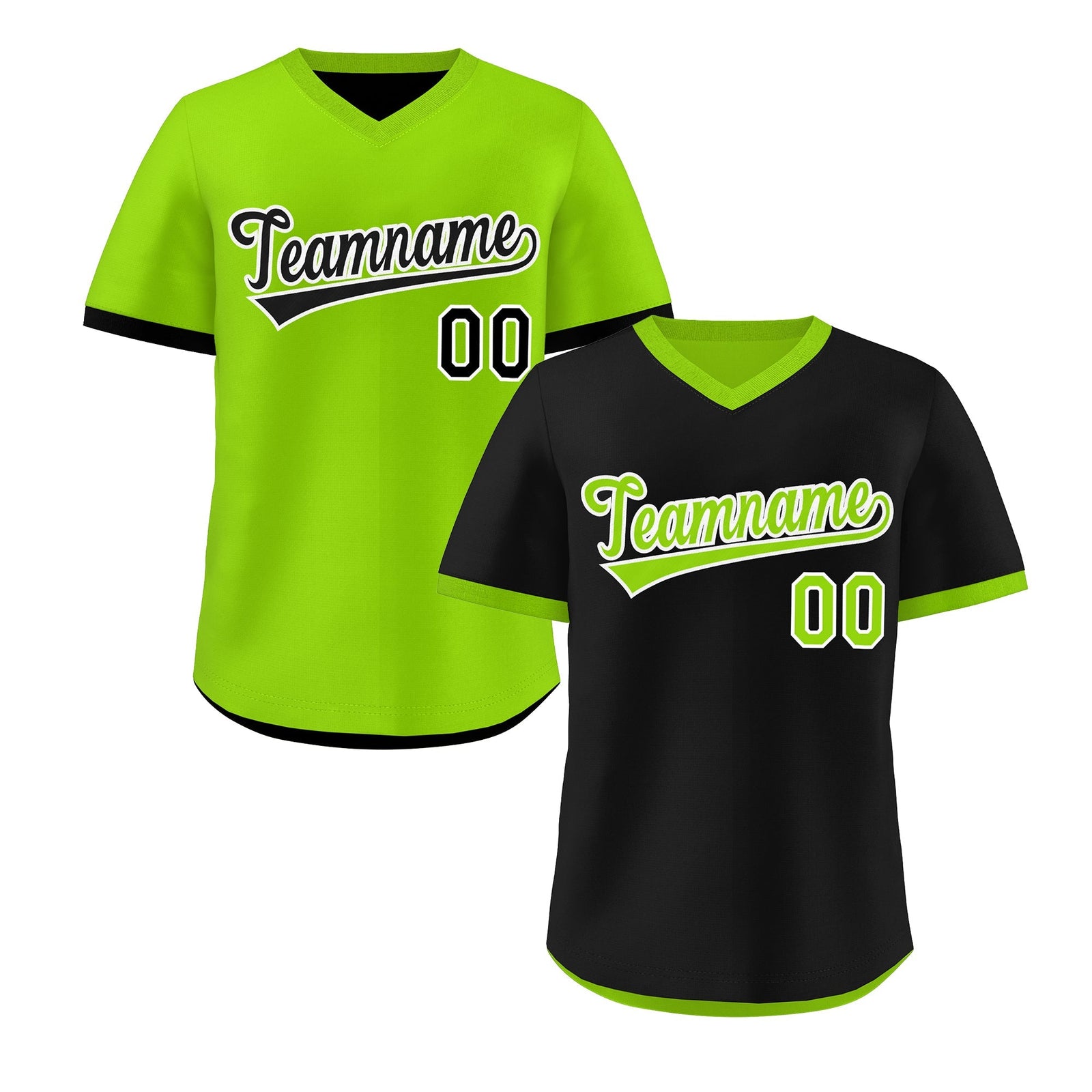 Custom Neon Green Black Reversible Classic Style Quick Dry Baseball Jersey| KXKSHOP
