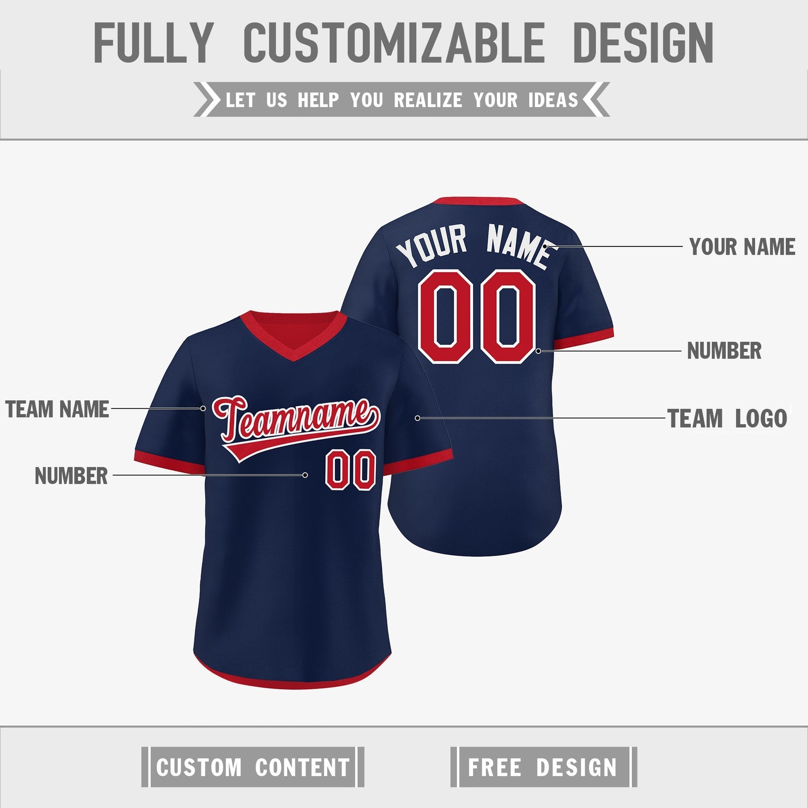 Custom Red Navy Reversible Classic Style Quick Dry Baseball Jersey| KXKSHOP
