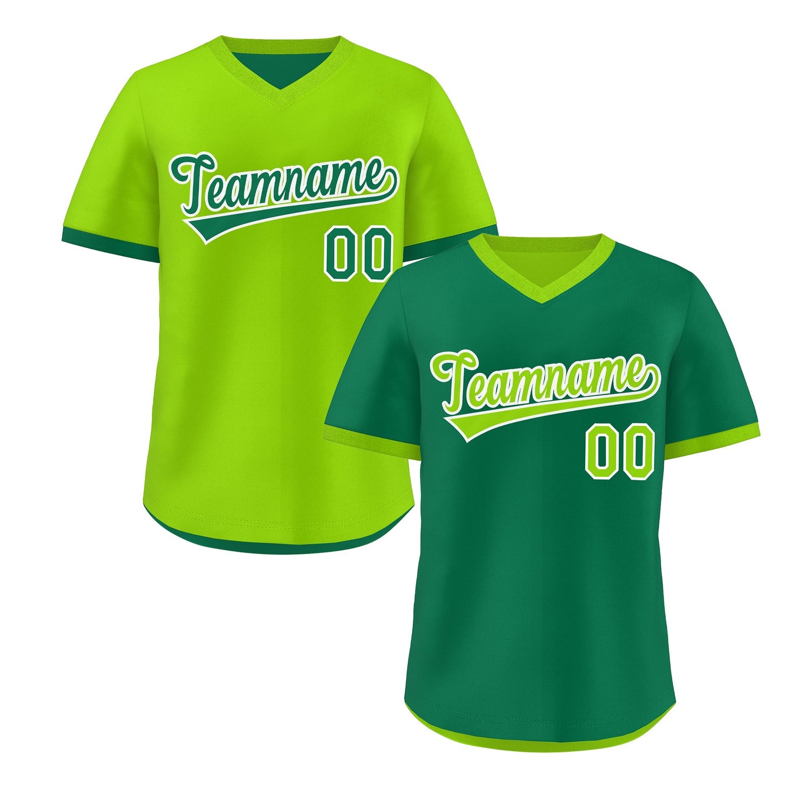 Custom Neon Green Kelly Green Reversible Classic Style Lightweight Baseball Jersey| KXKSHOP