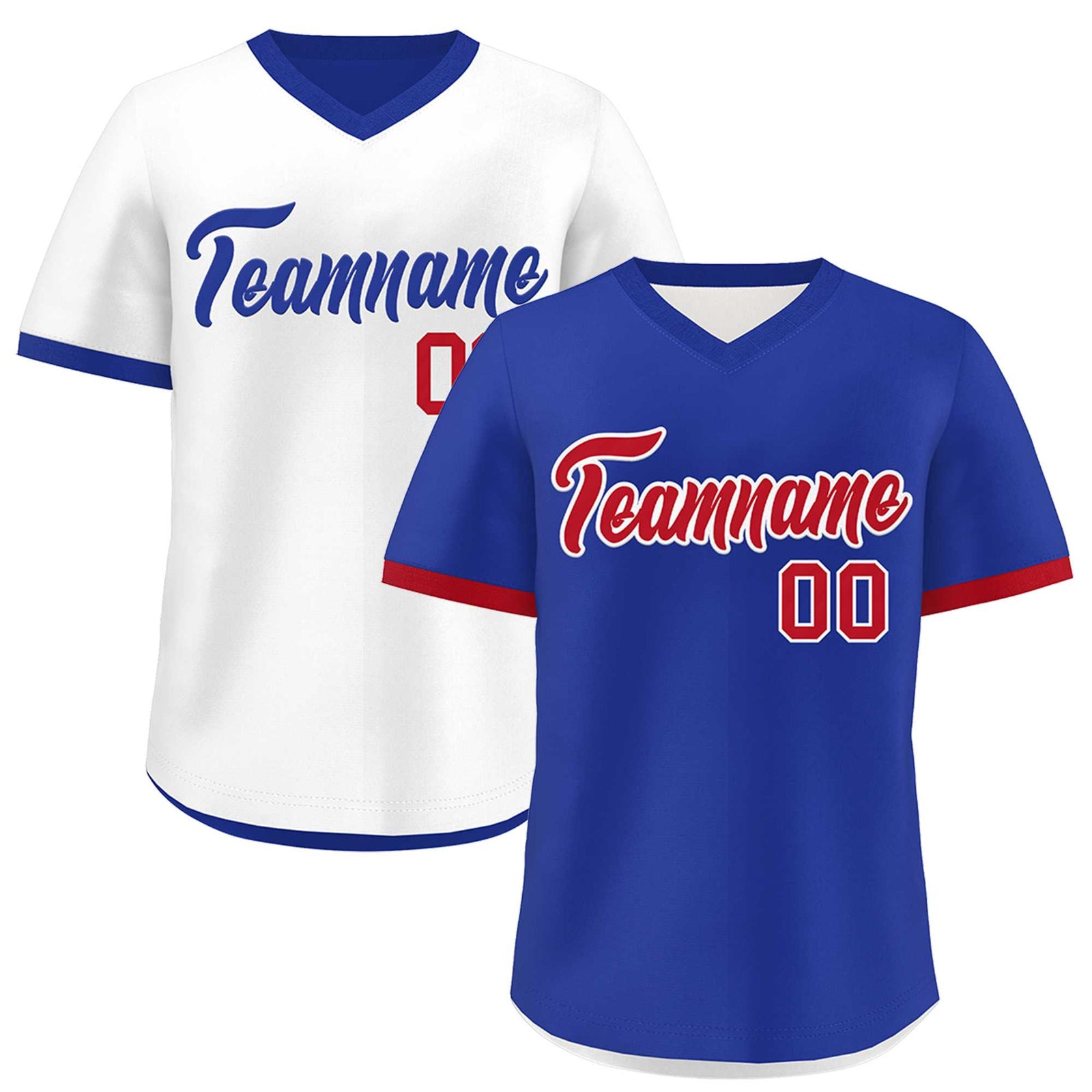 Custom Royal Blue White Red Reversible Classic Style Breathable Baseball Jersey| KXKSHOP