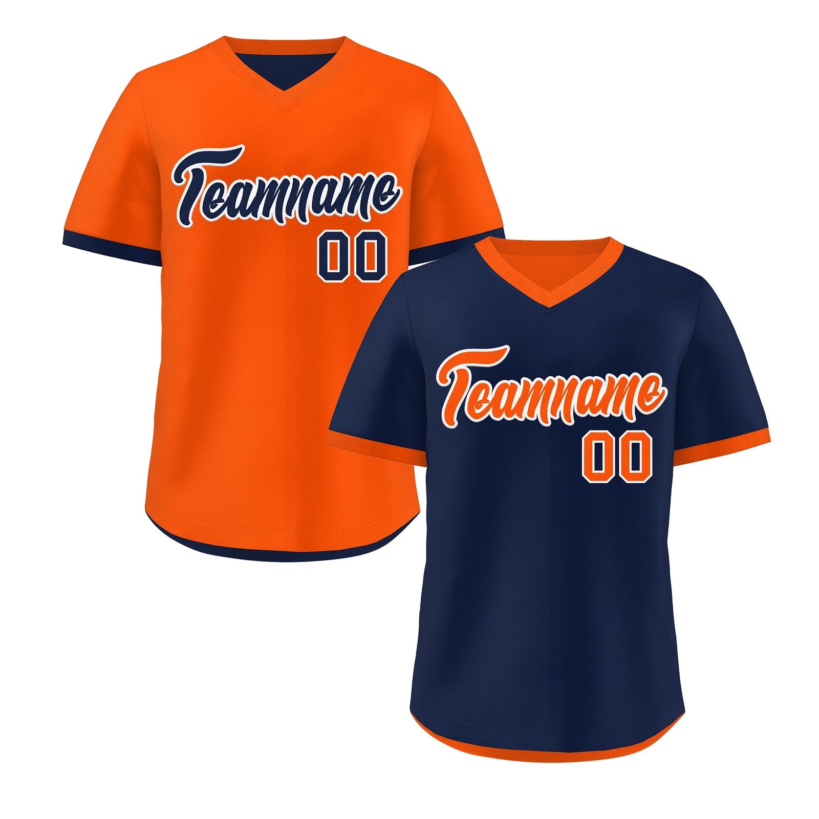 Custom Navy Orange Reversible Classic Style Breathable Baseball Jersey| KXKSHOP