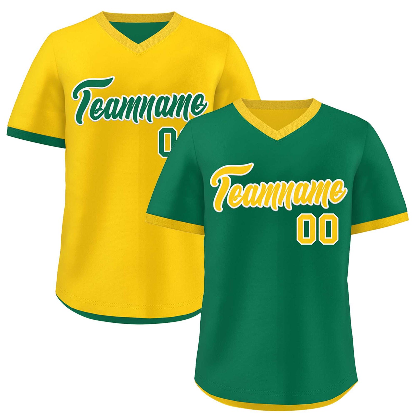Custom Kelly Green Gold Reversible Classic Style Quick Dry Baseball Jersey| KXKSHOP