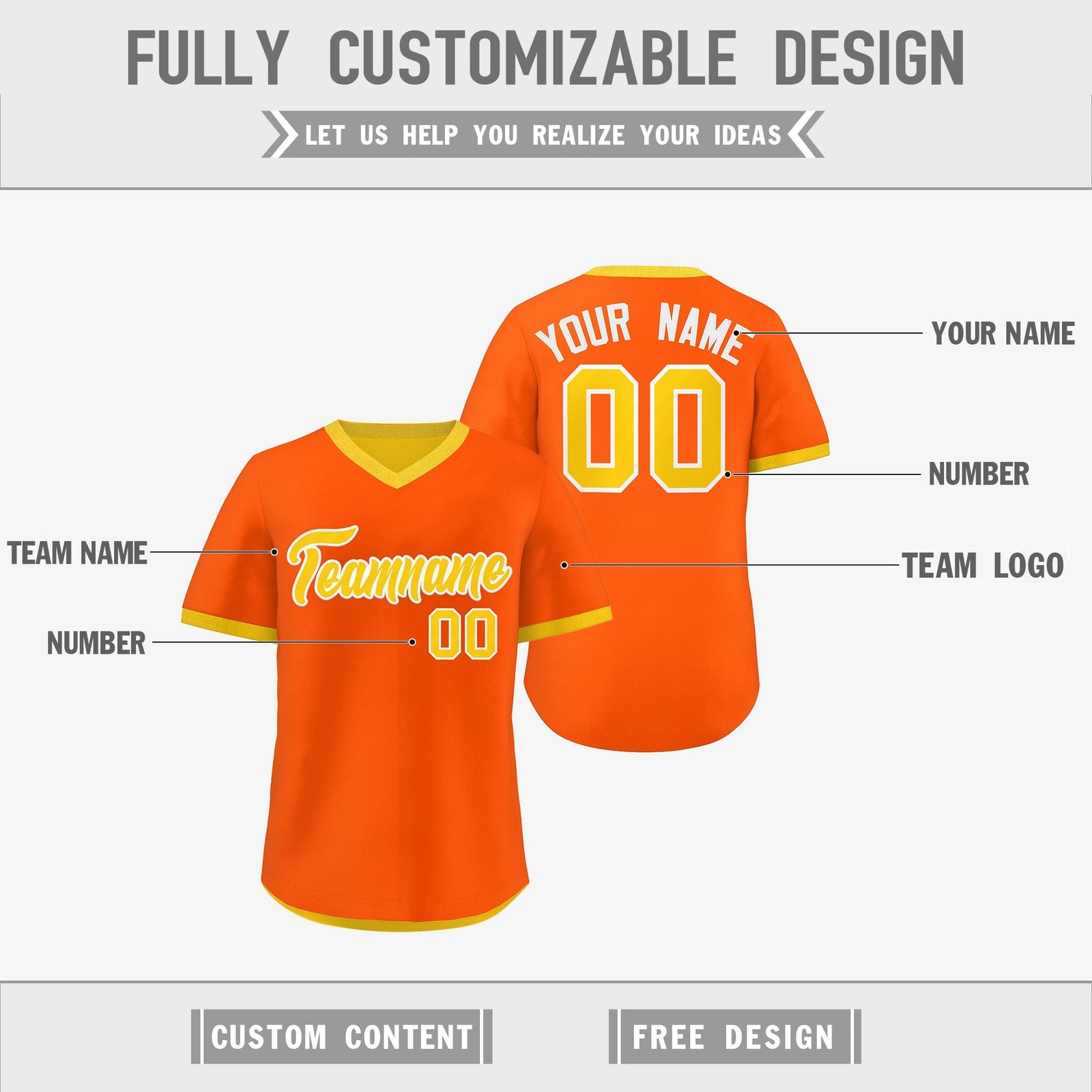 Custom Gold Orange Reversible Classic Style Lightweight Baseball Jersey| KXKSHOP