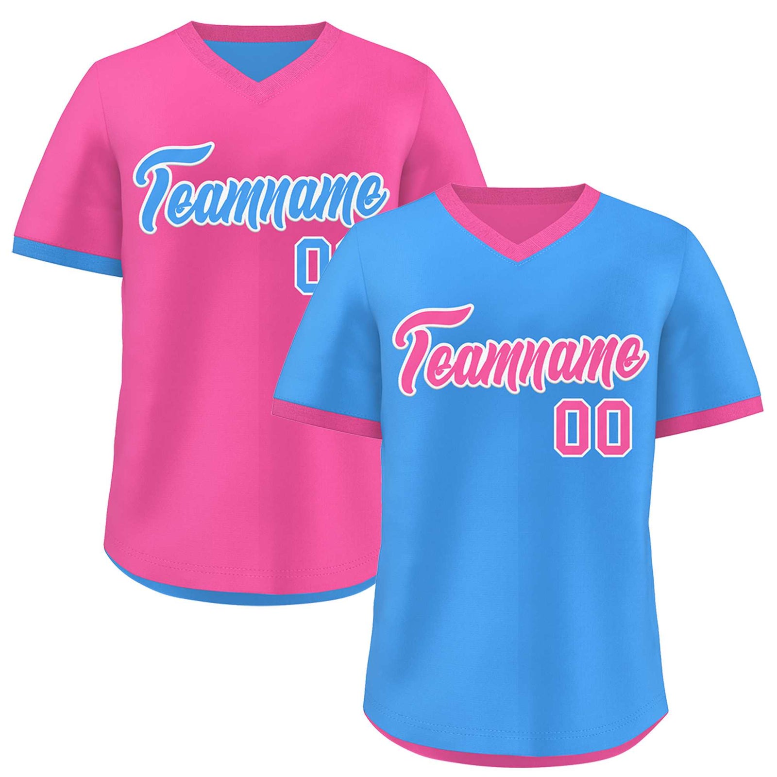 Custom Pink Powder Blue Reversible Classic Style Breathable Baseball Jersey| KXKSHOP