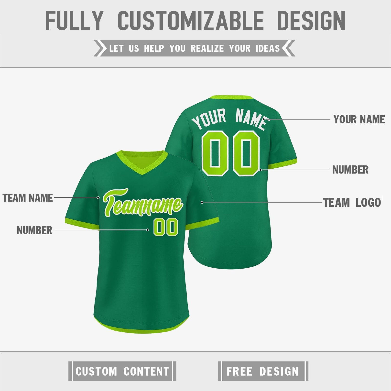 Custom Neon Green Kelly Green Reversible Classic Style Lightweight Baseball Jersey| KXKSHOP