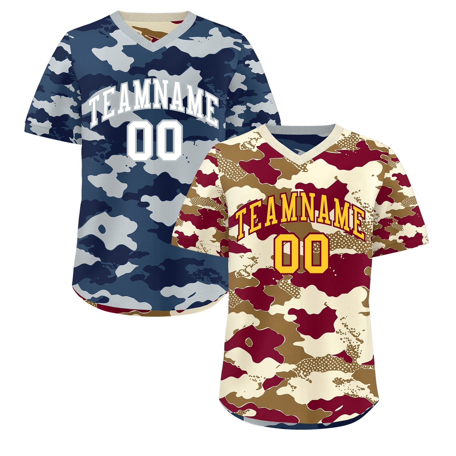 Custom Camel Cream Navy Reversible Camo Breathable Baseball Jersey| KXKSHOP