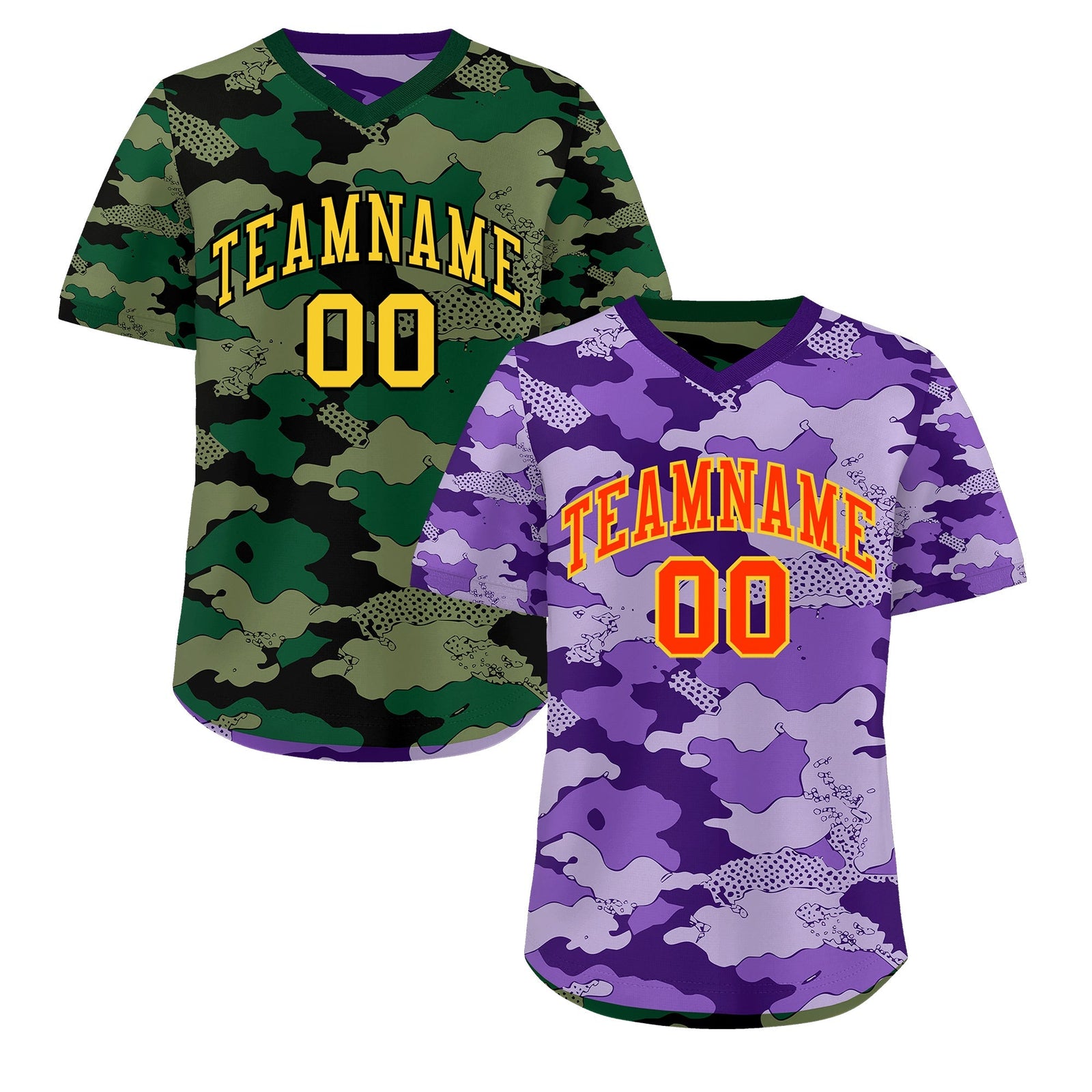Custom Light Purple Dark Green Reversible Camo Lightweight Baseball Jersey| KXKSHOP